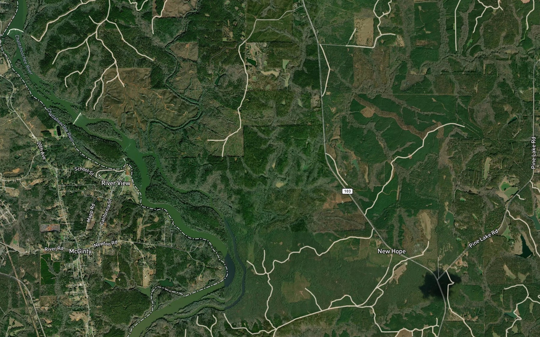 Satellite map of the Sand Creek