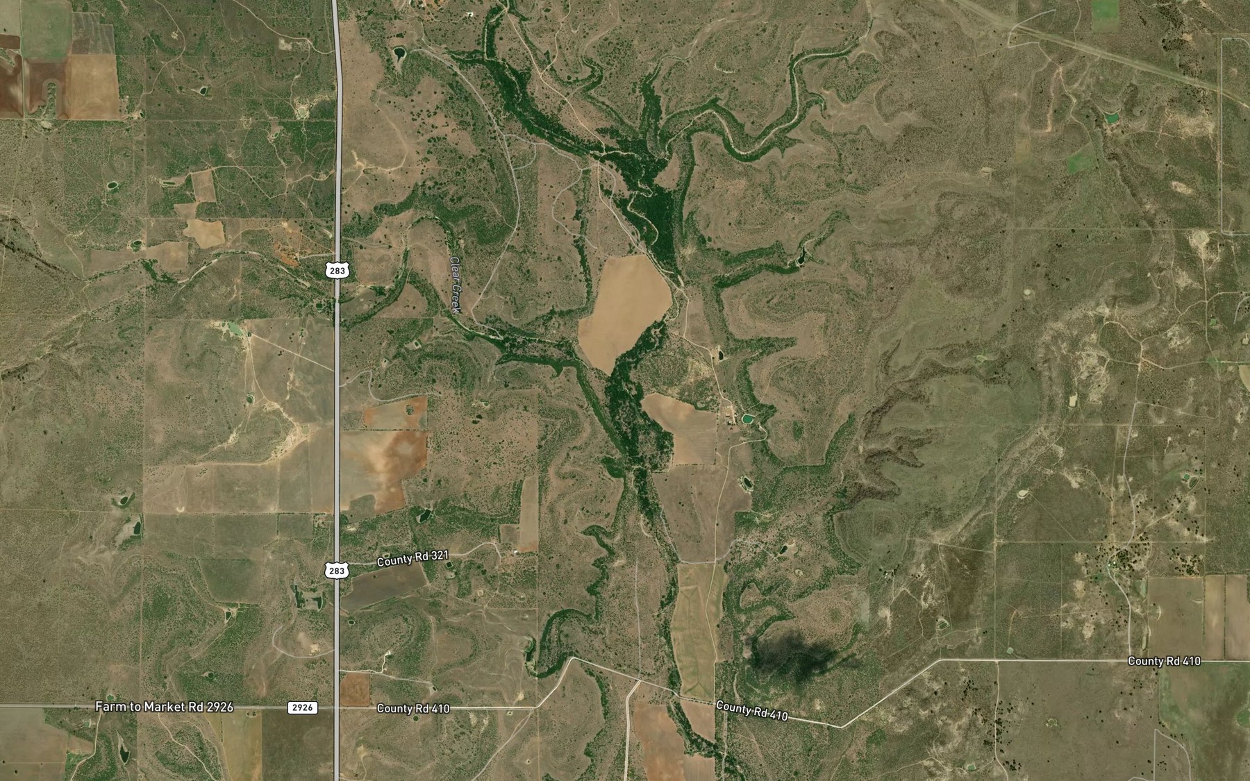 Satellite map of the Clear Creek