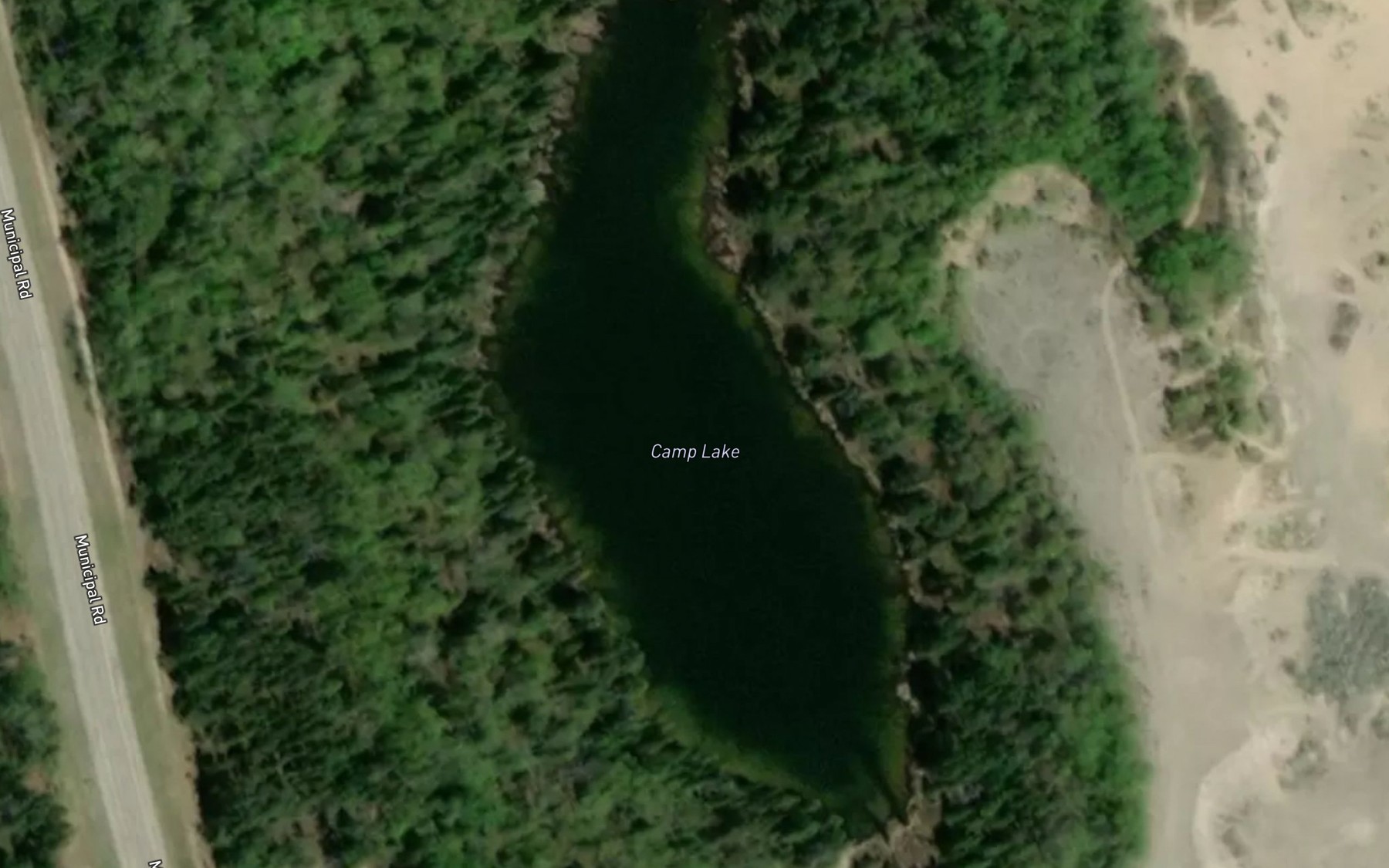 Satellite map of the Camp Lake