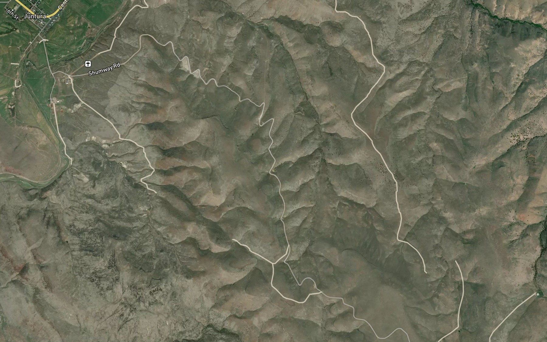 Satellite map of the Tin Can Draw Reservoir