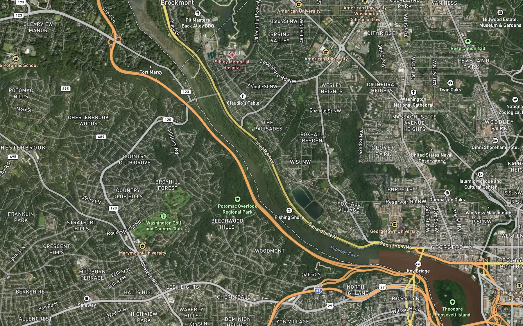 Satellite map of the Maddox Branch
