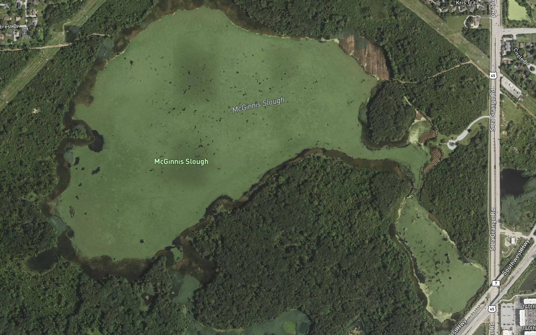 Satellite map of the McGinnis Slough