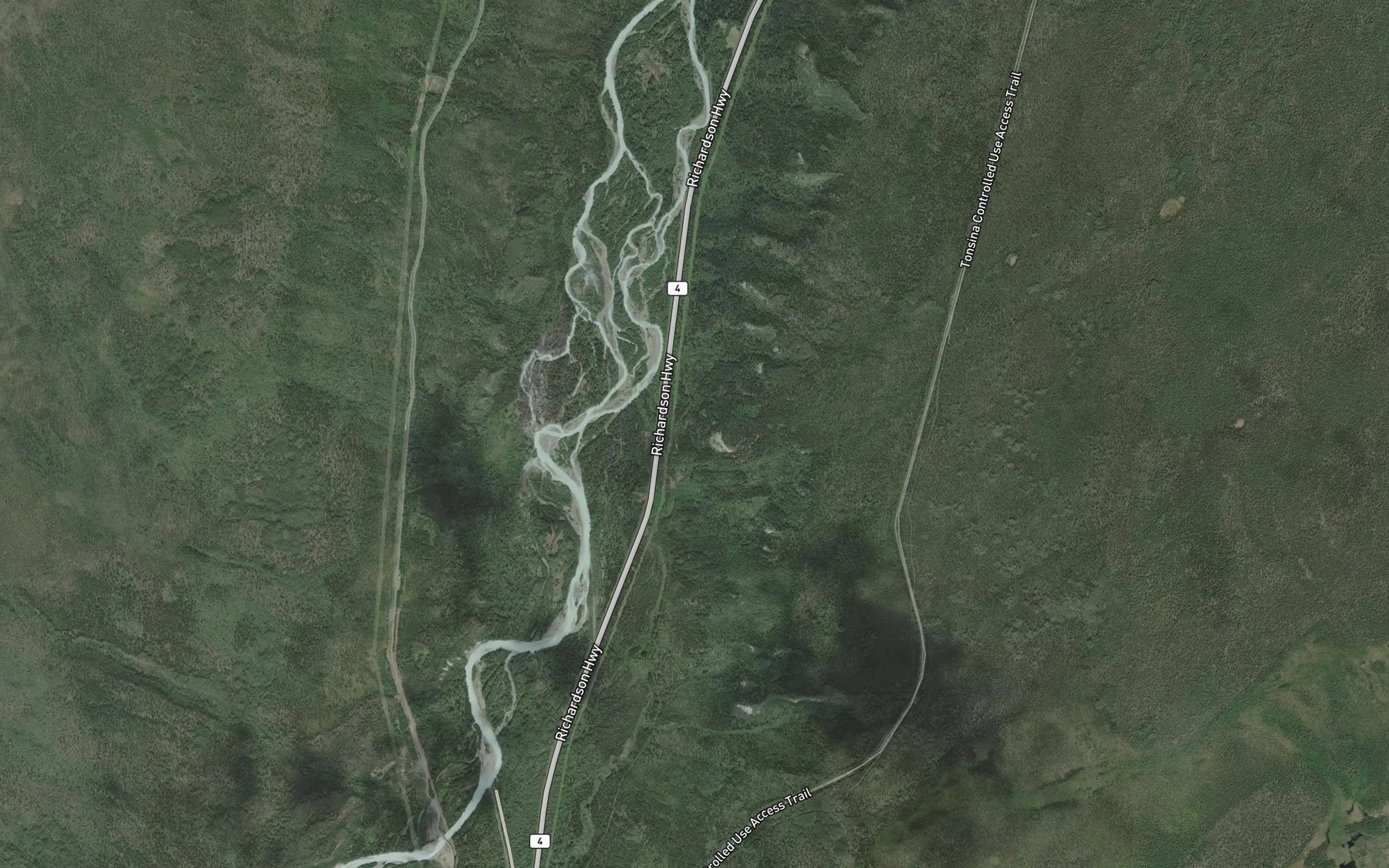 Satellite map of the Little Tonsina River