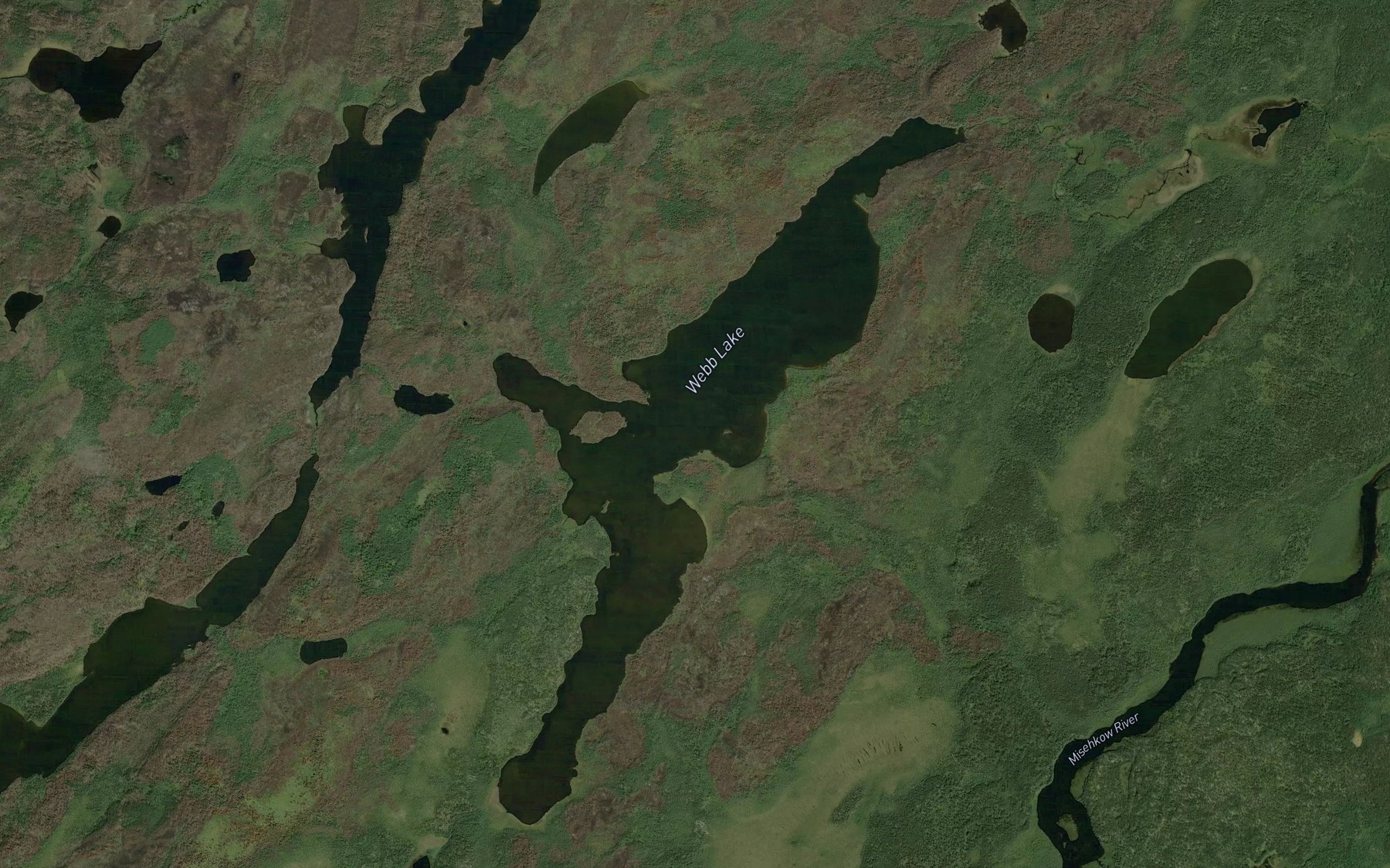 Satellite map of the Webb Lake