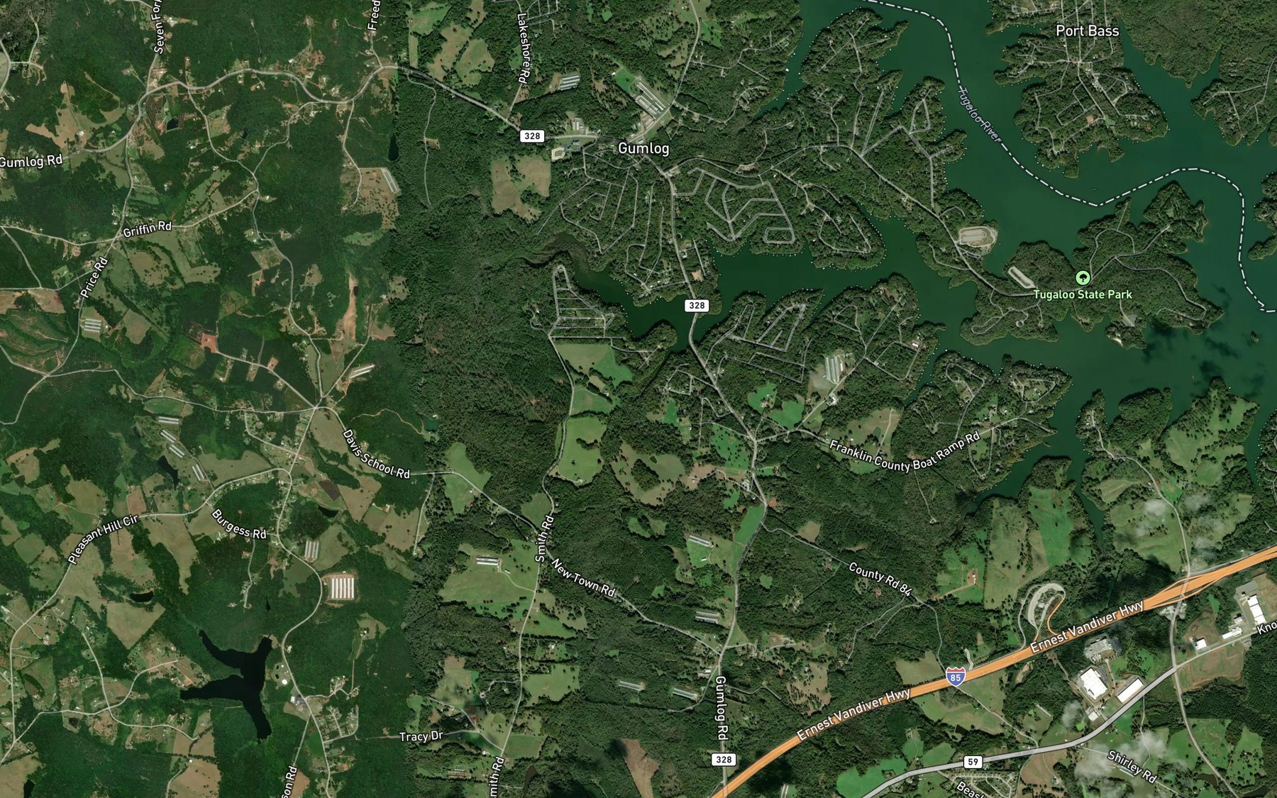 Satellite map of the Little Crawford Creek