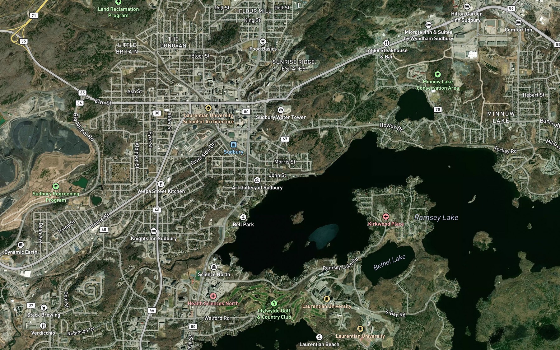 Satellite map of the Nolins Creek