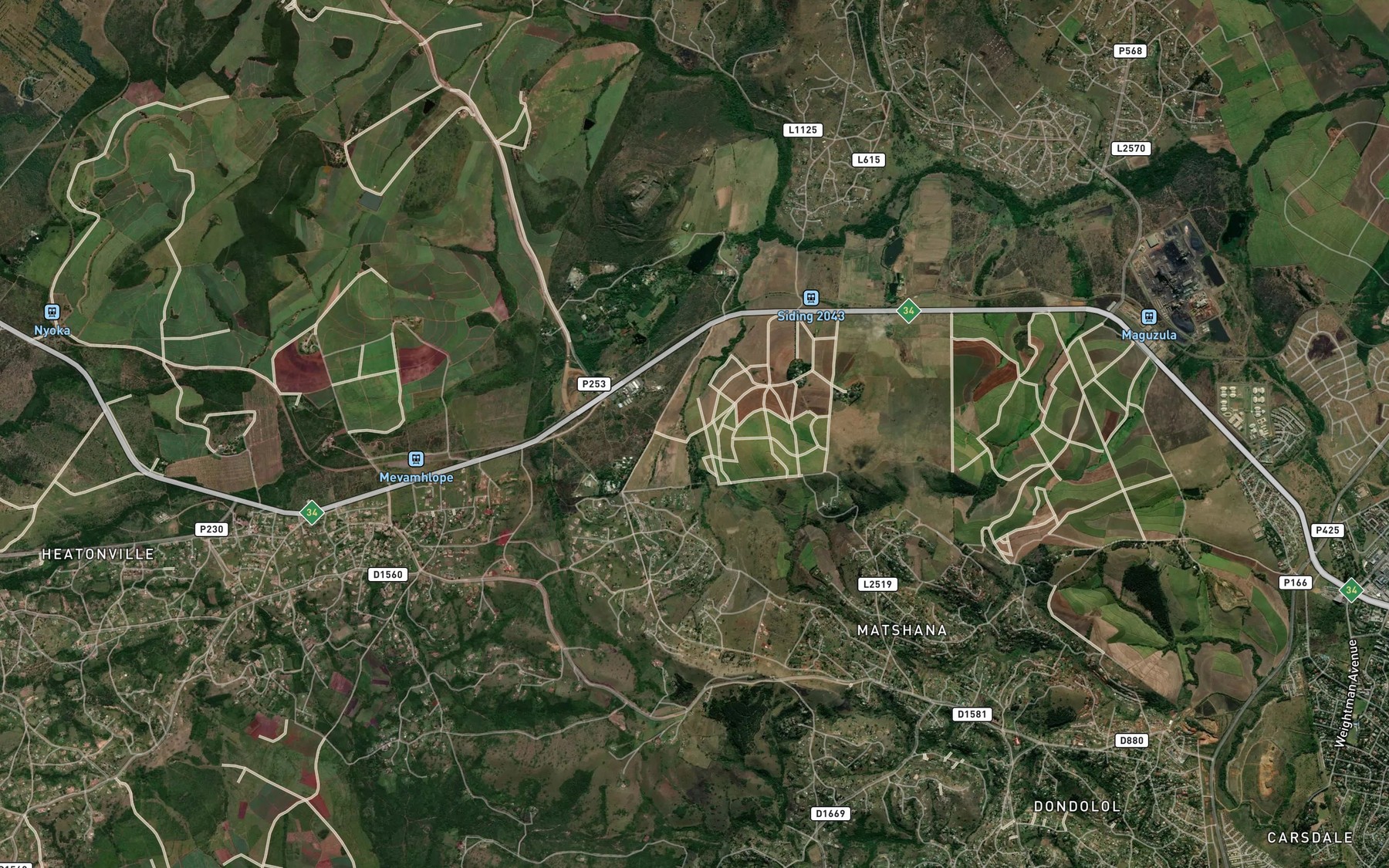 Satellite map of the Mpangeni