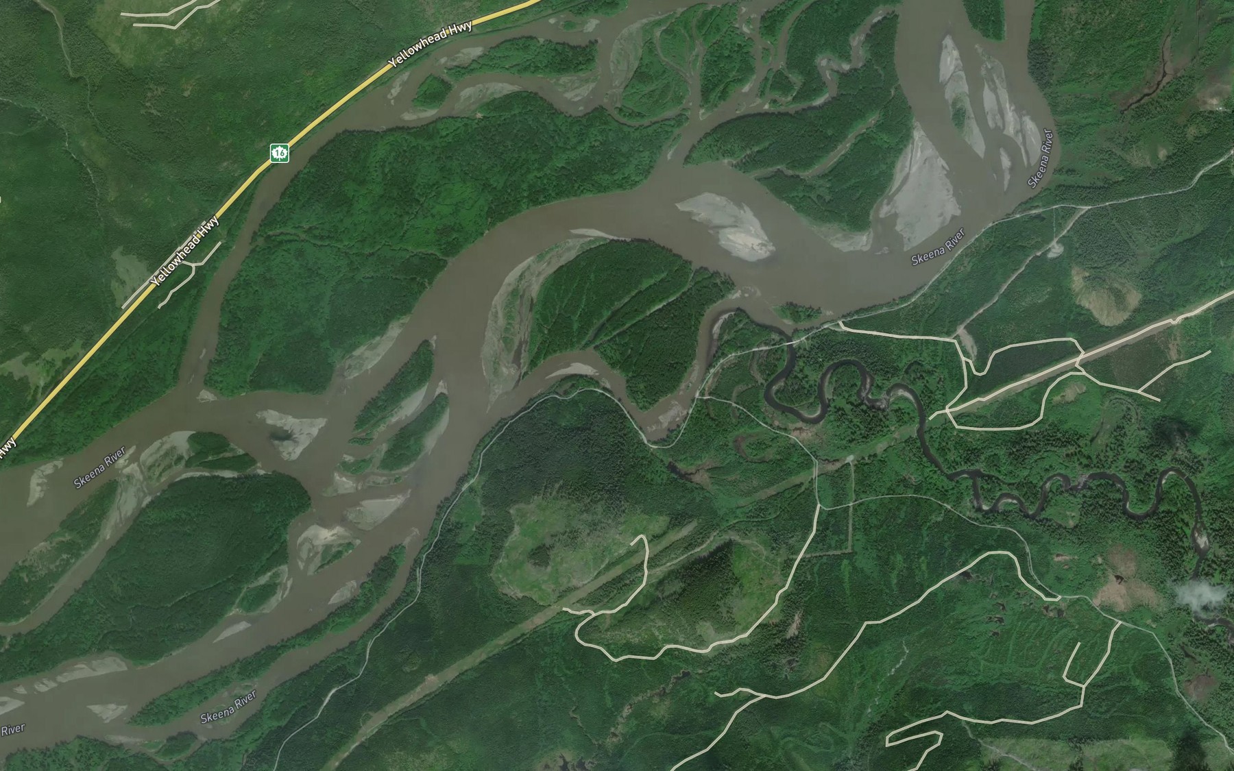 Satellite map of the Lakelse River