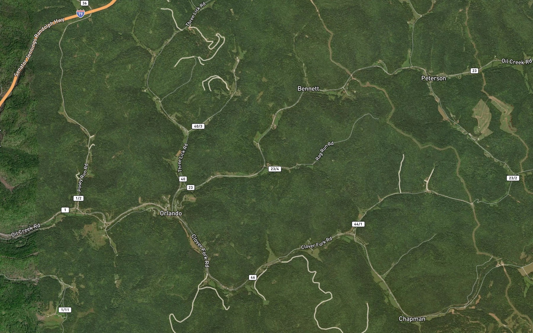 Satellite map of the Crooked Run