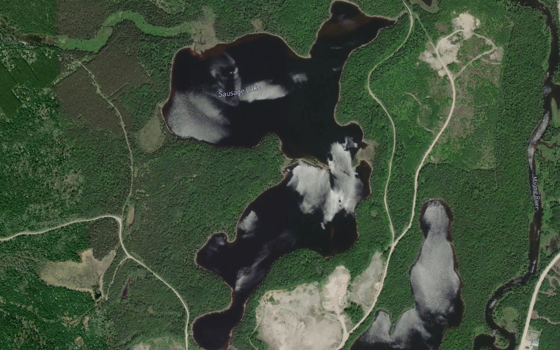 Satellite map of the Sausage Lake