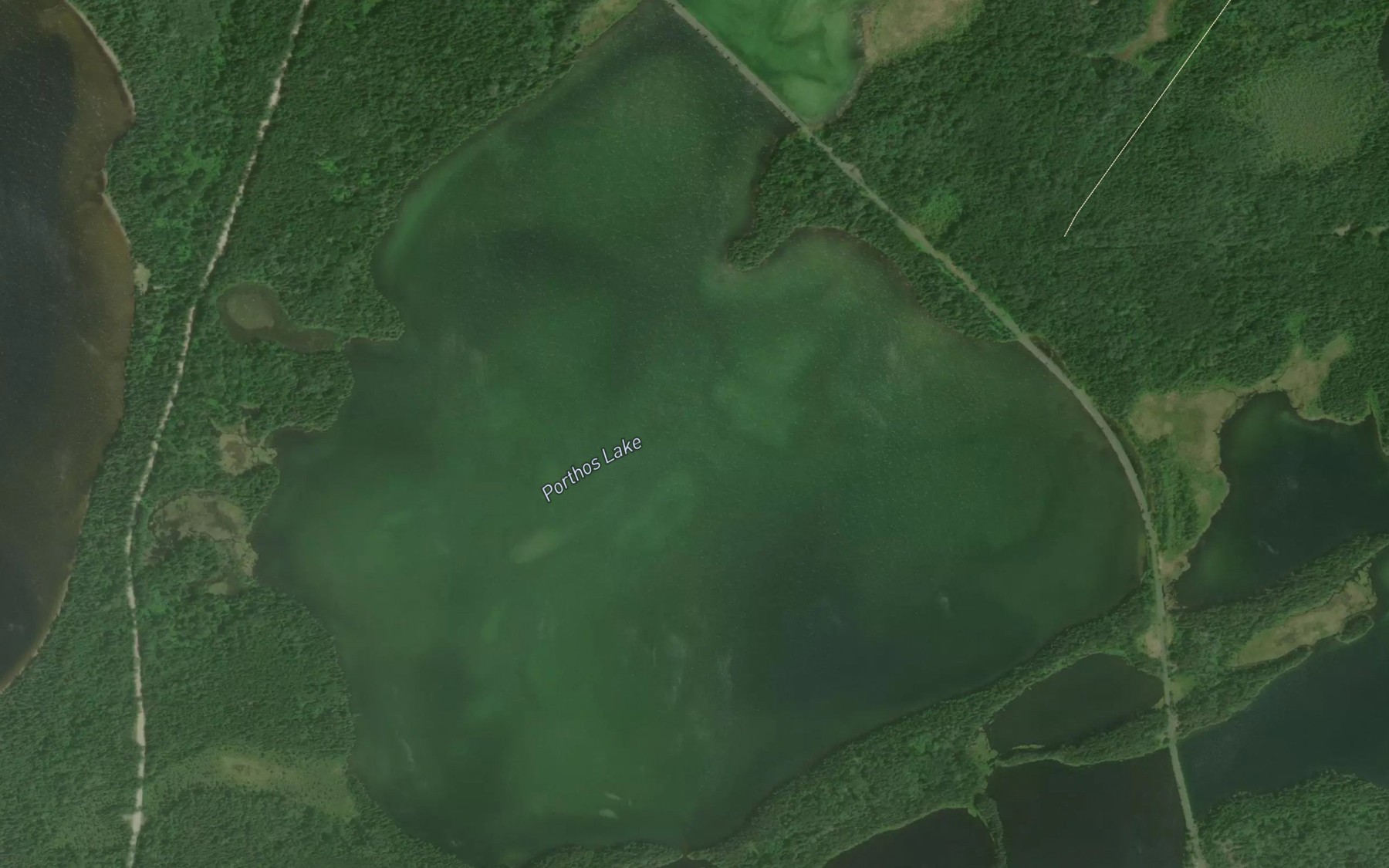 Satellite map of the Porthos Lake