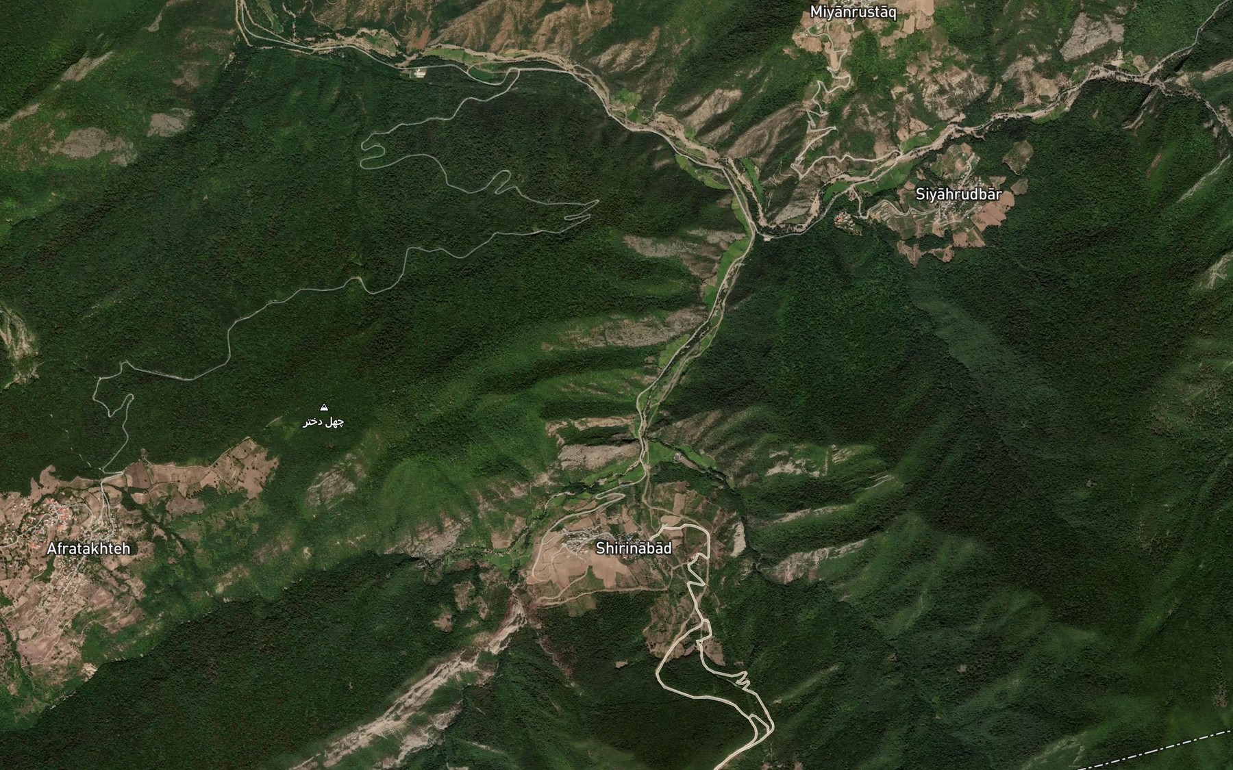 Satellite map of the Rudkhaneh-ye Faratakhteh