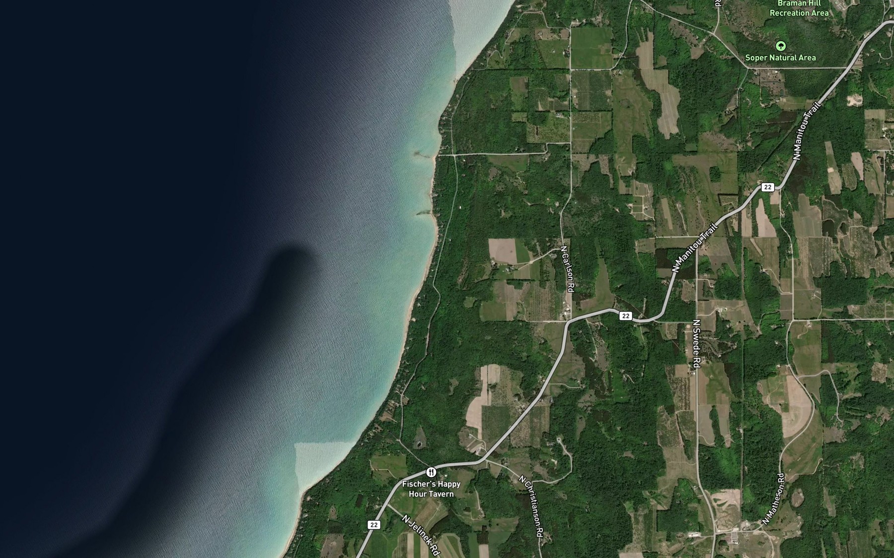 Satellite map of the Roaring Brook