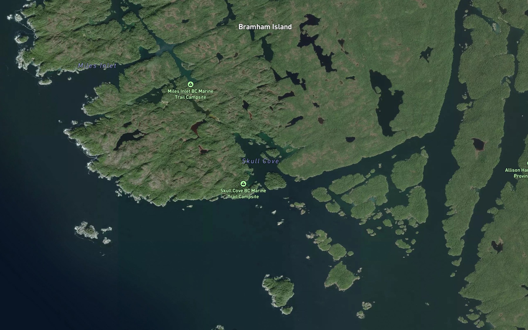 Satellite map of the Skull Cove