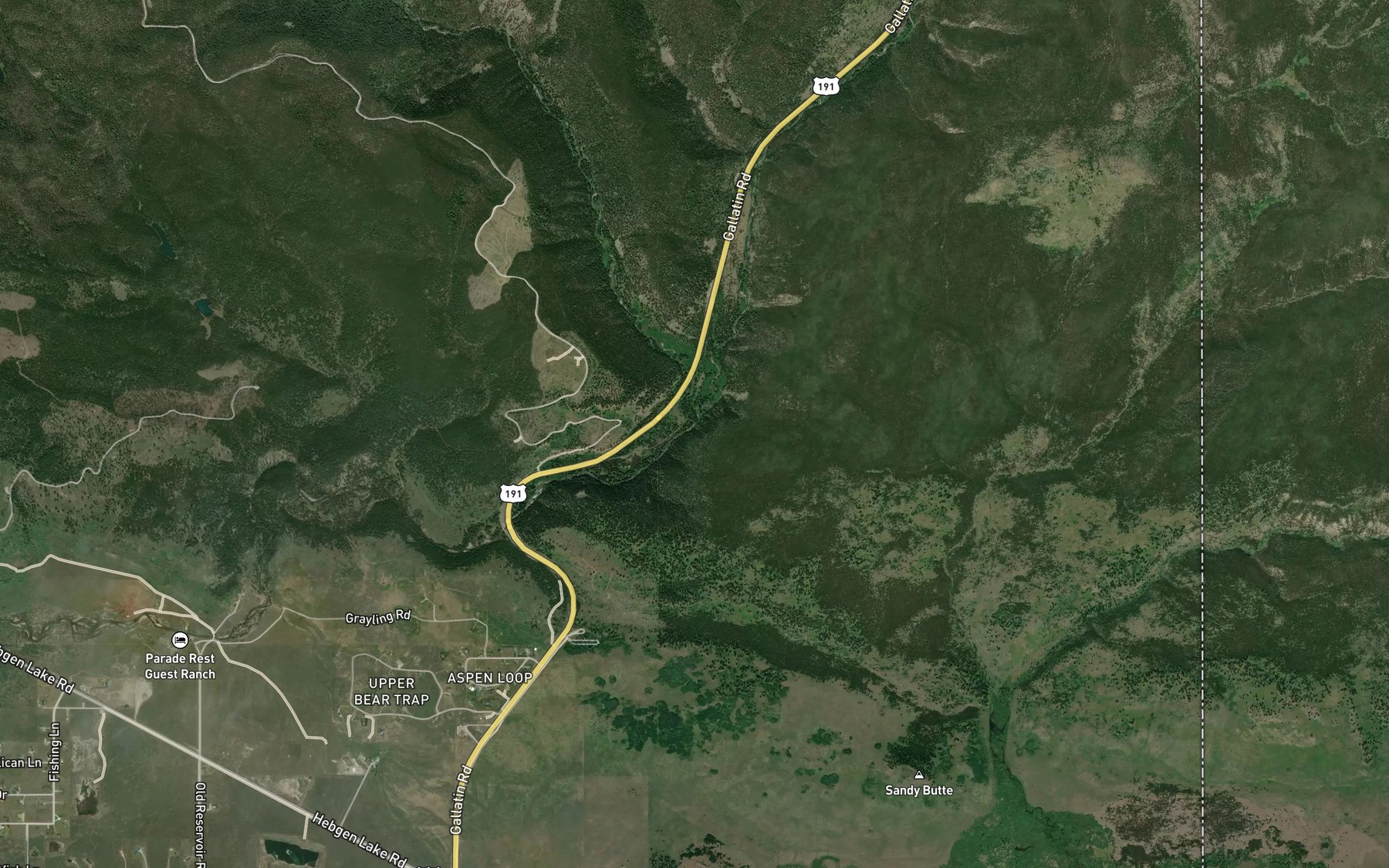 Satellite map of the Tepee Creek