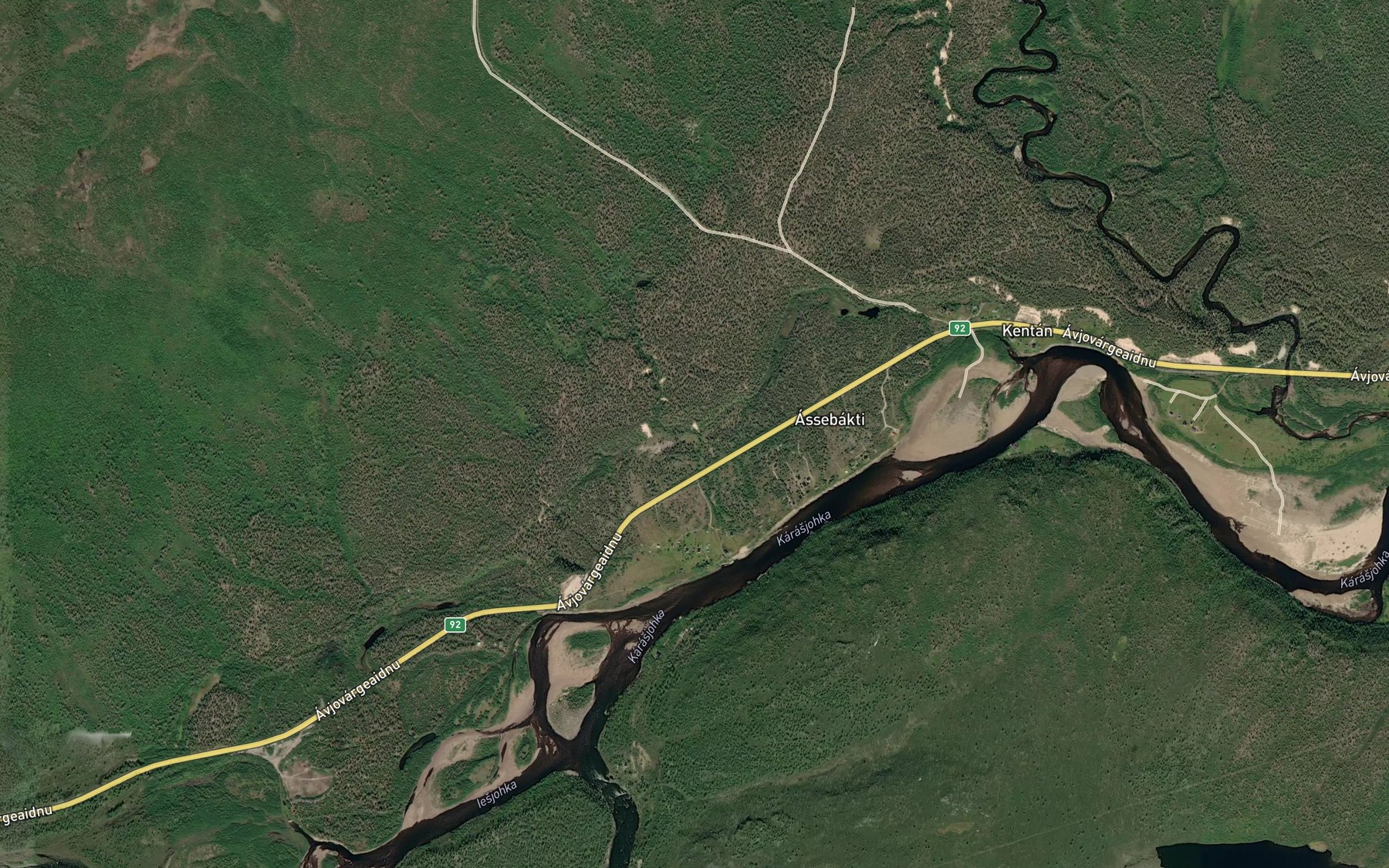 Satellite map of the Hegejohka