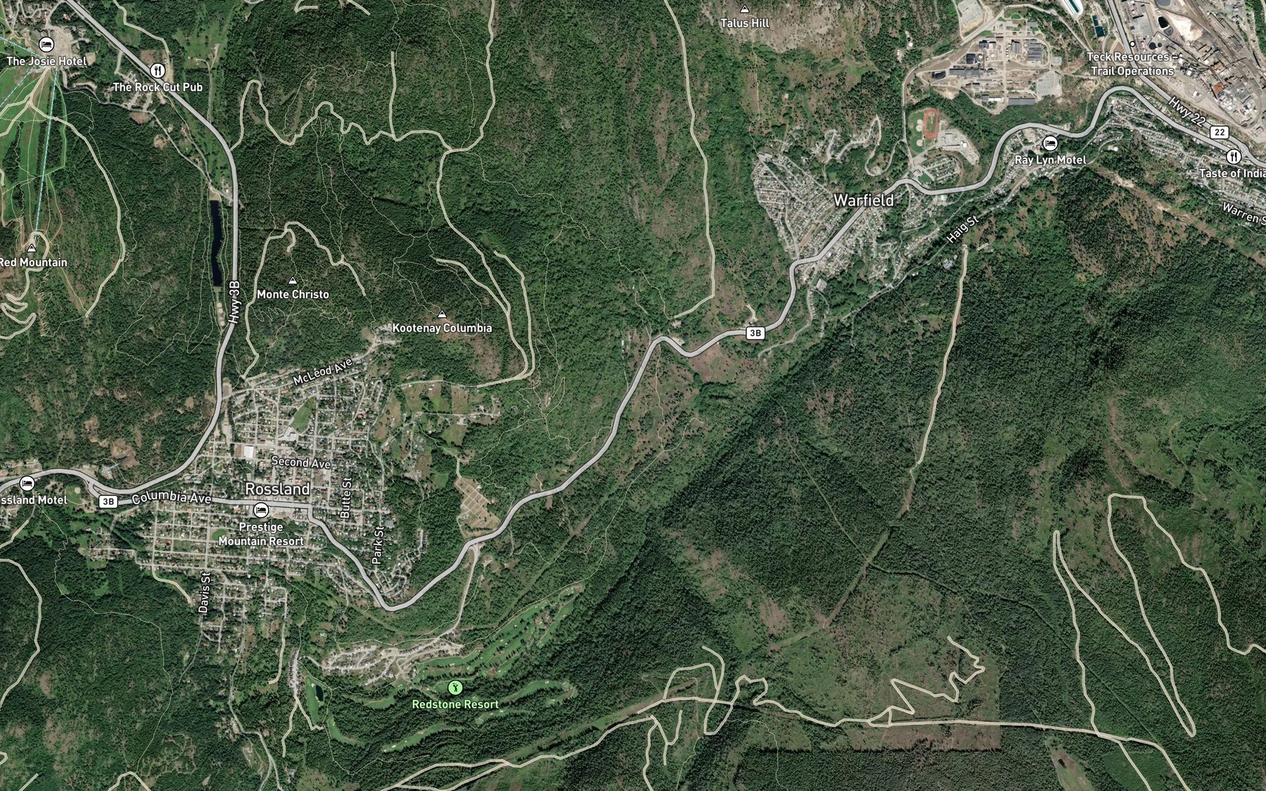Satellite map of the Tiger Creek