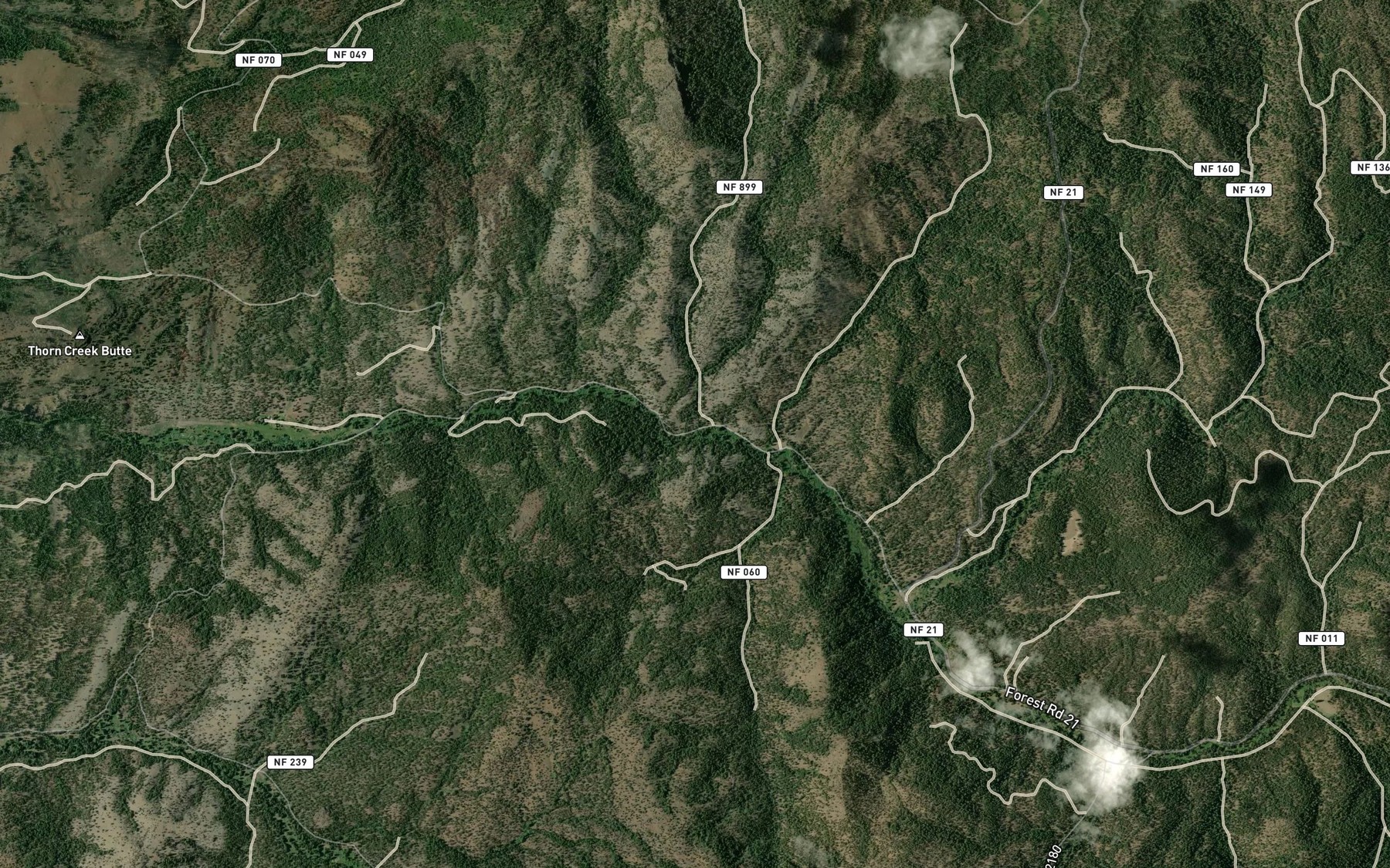 Satellite map of the Tennessee Creek