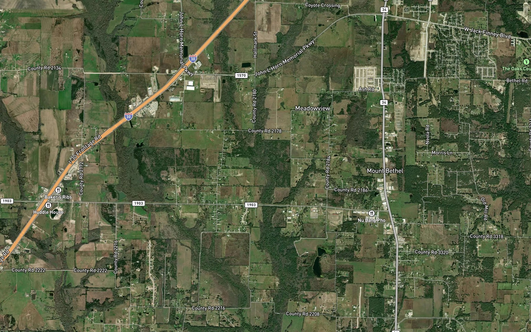 Satellite map of the Mustang Branch
