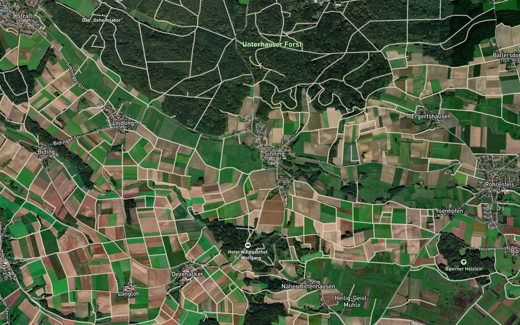 Satellite map of the Sinninger Bach