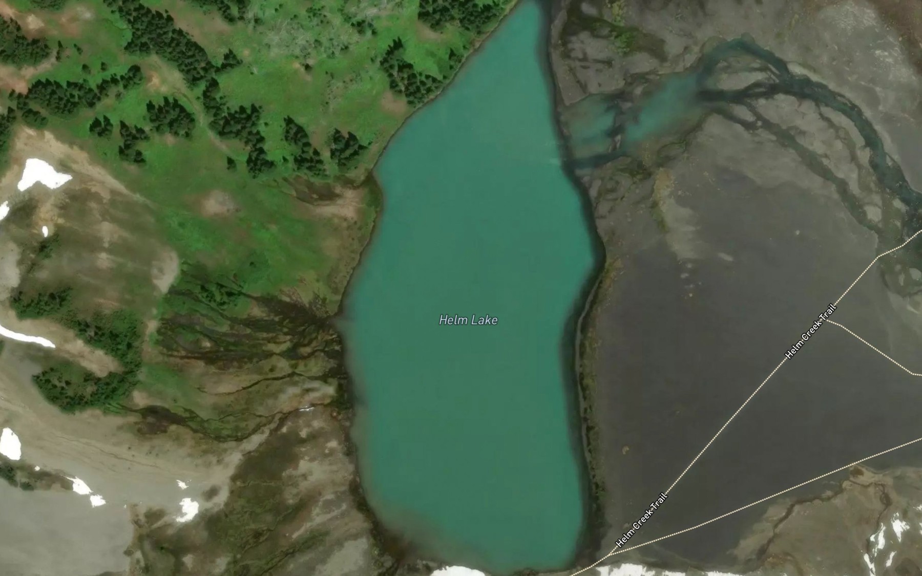 Satellite map of the Helm Lake