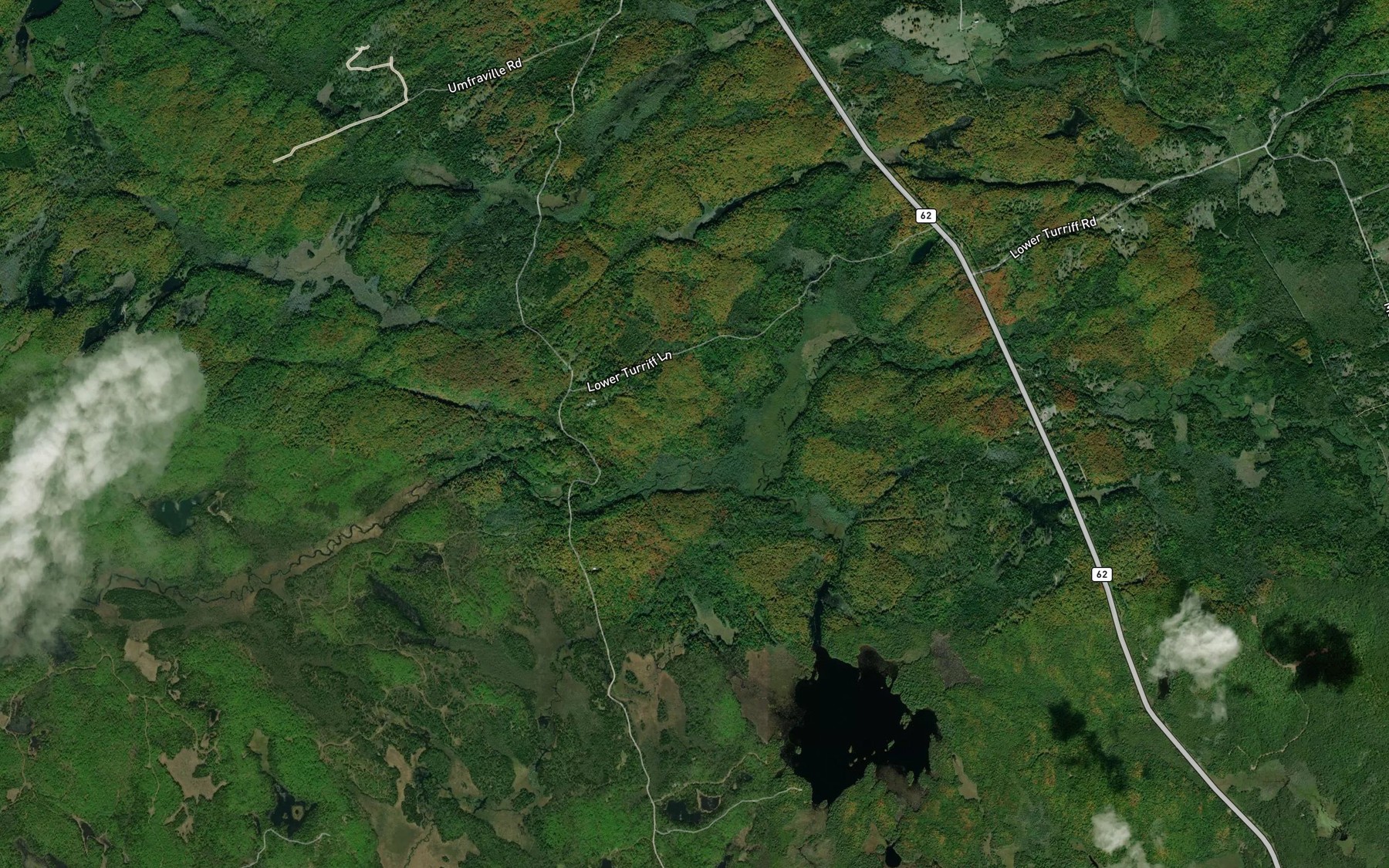 Satellite map of the Bear Shanty Creek
