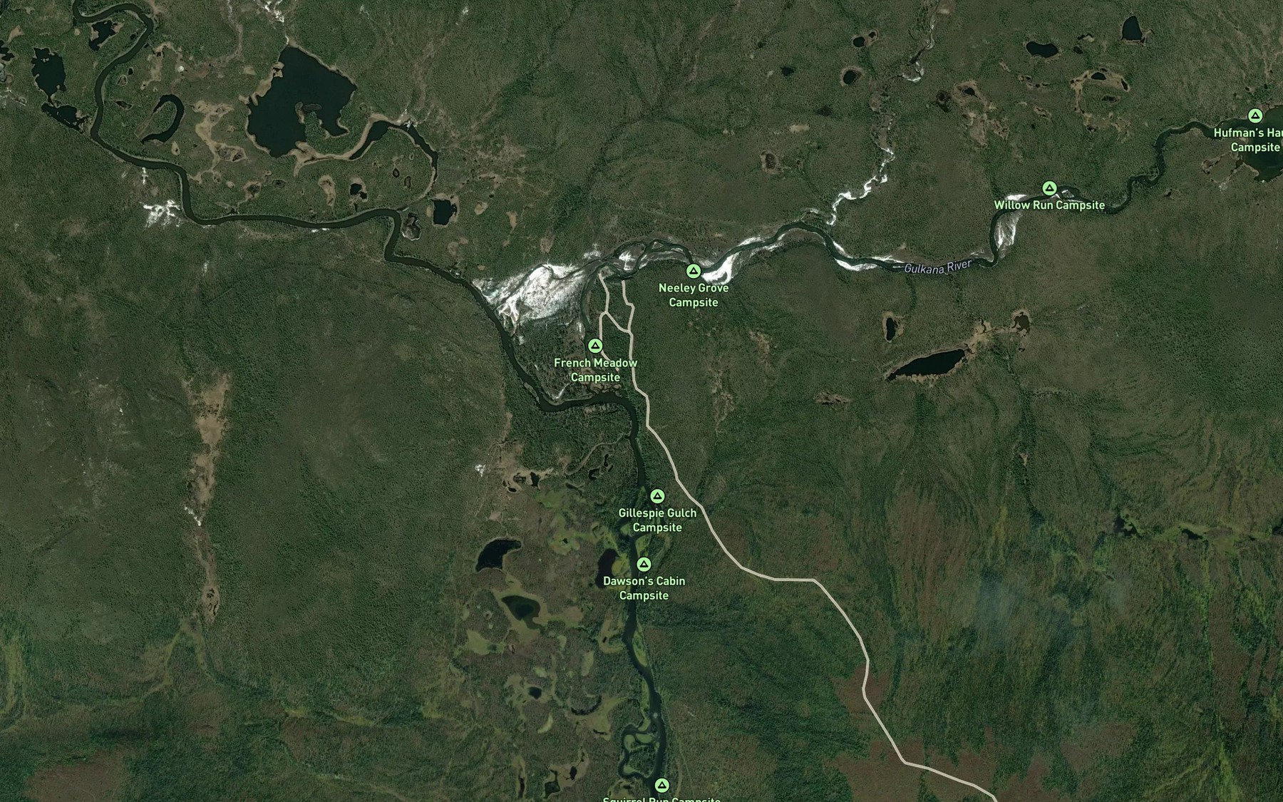 Satellite map of the Middle Fork Gulkana River