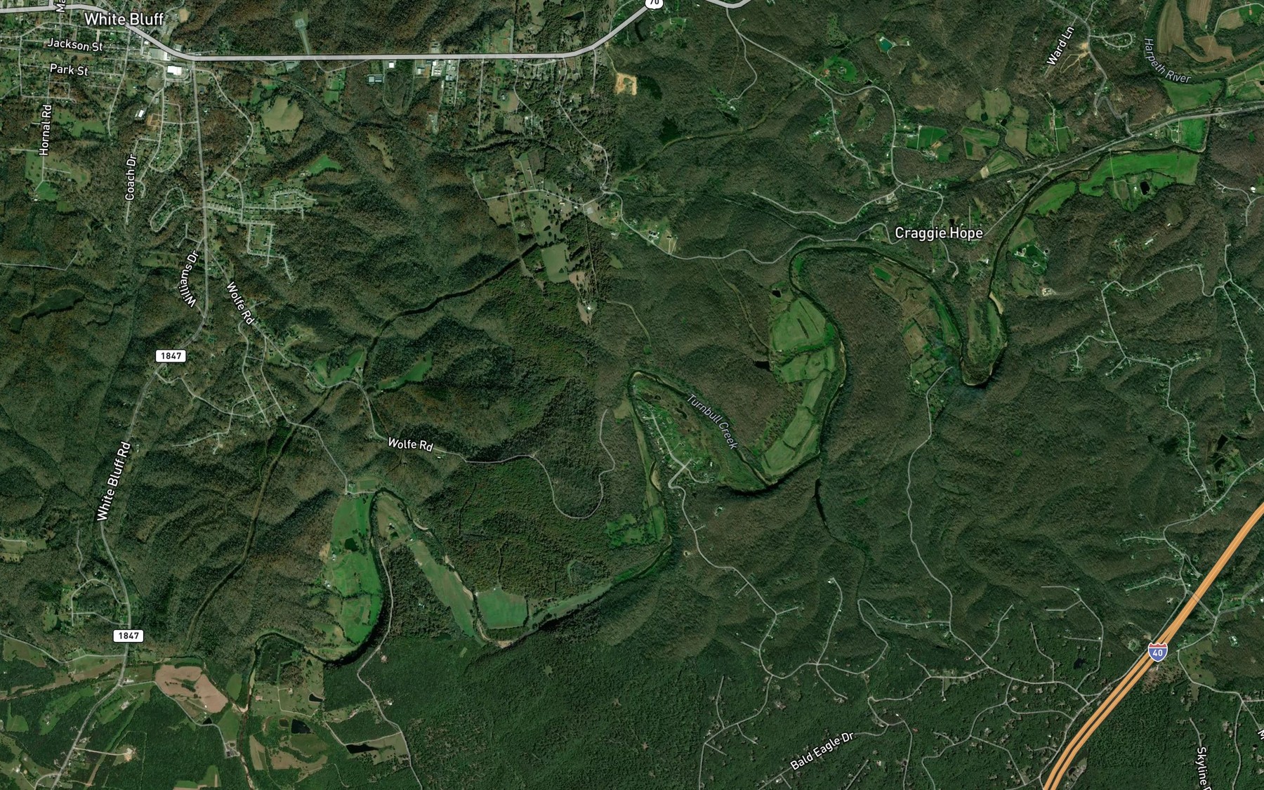 Satellite map of the Indian Camp Branch