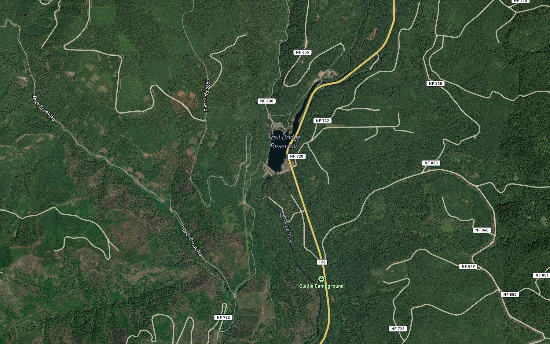 Satellite map of the Smith River
