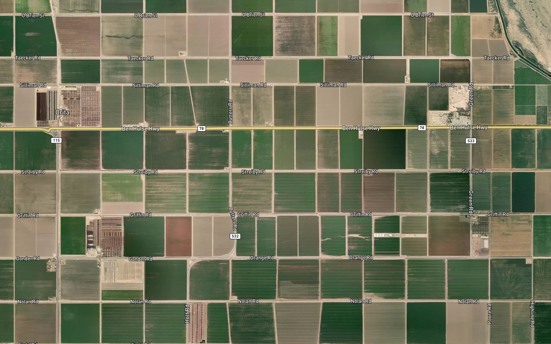 Satellite map of the Oleander Drain