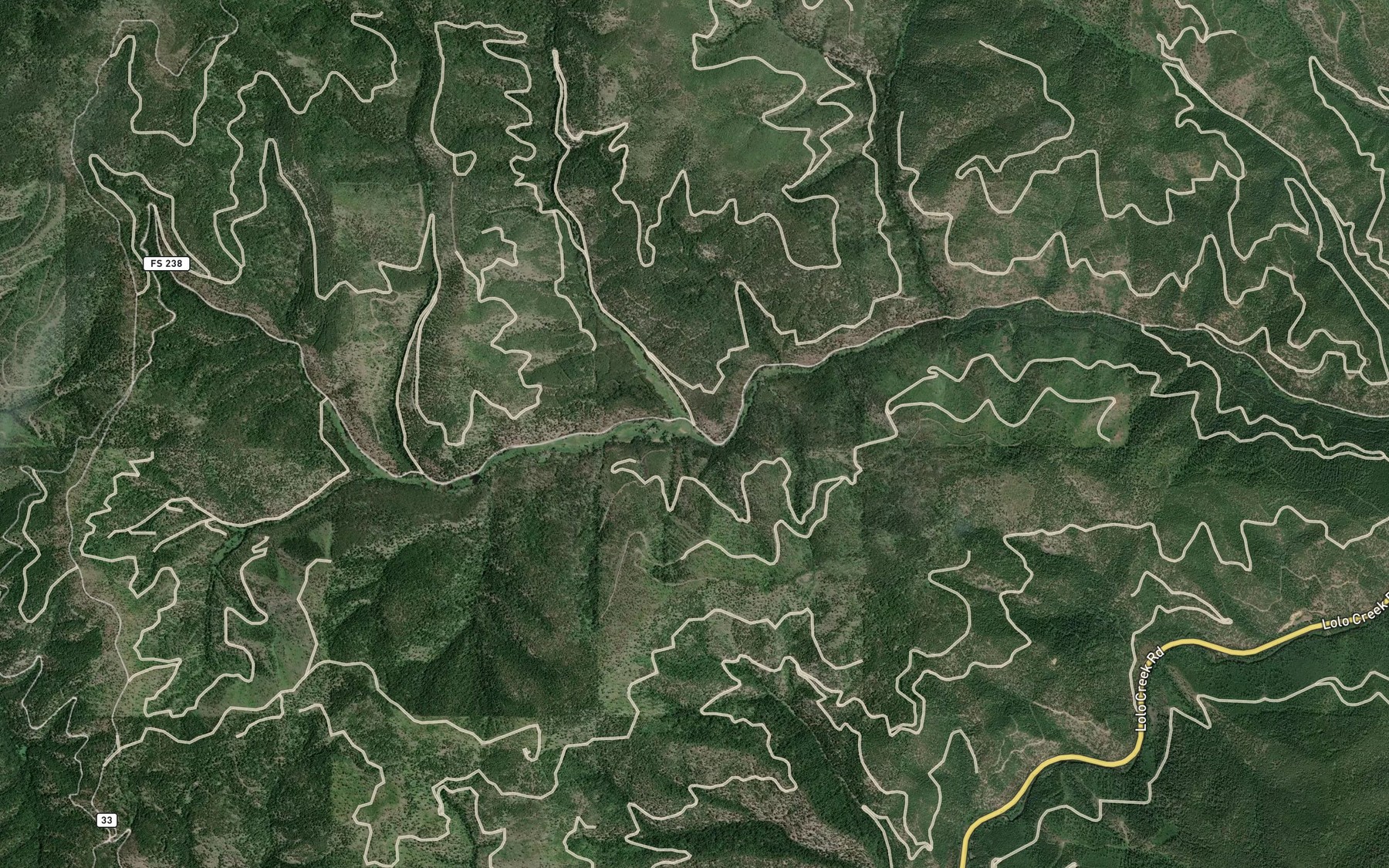 Satellite map of the Tepee Creek