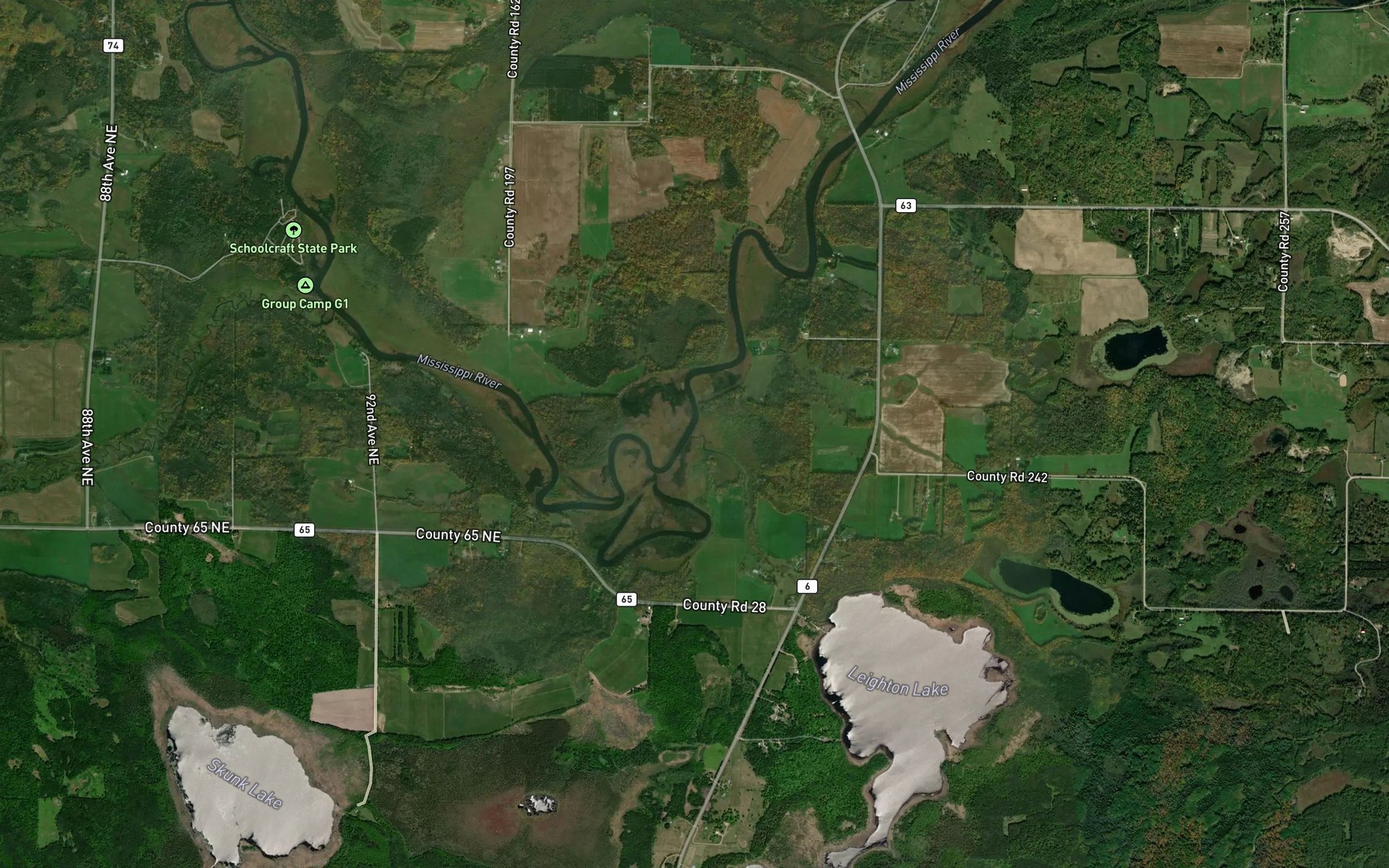Satellite map of the Leighton Brook