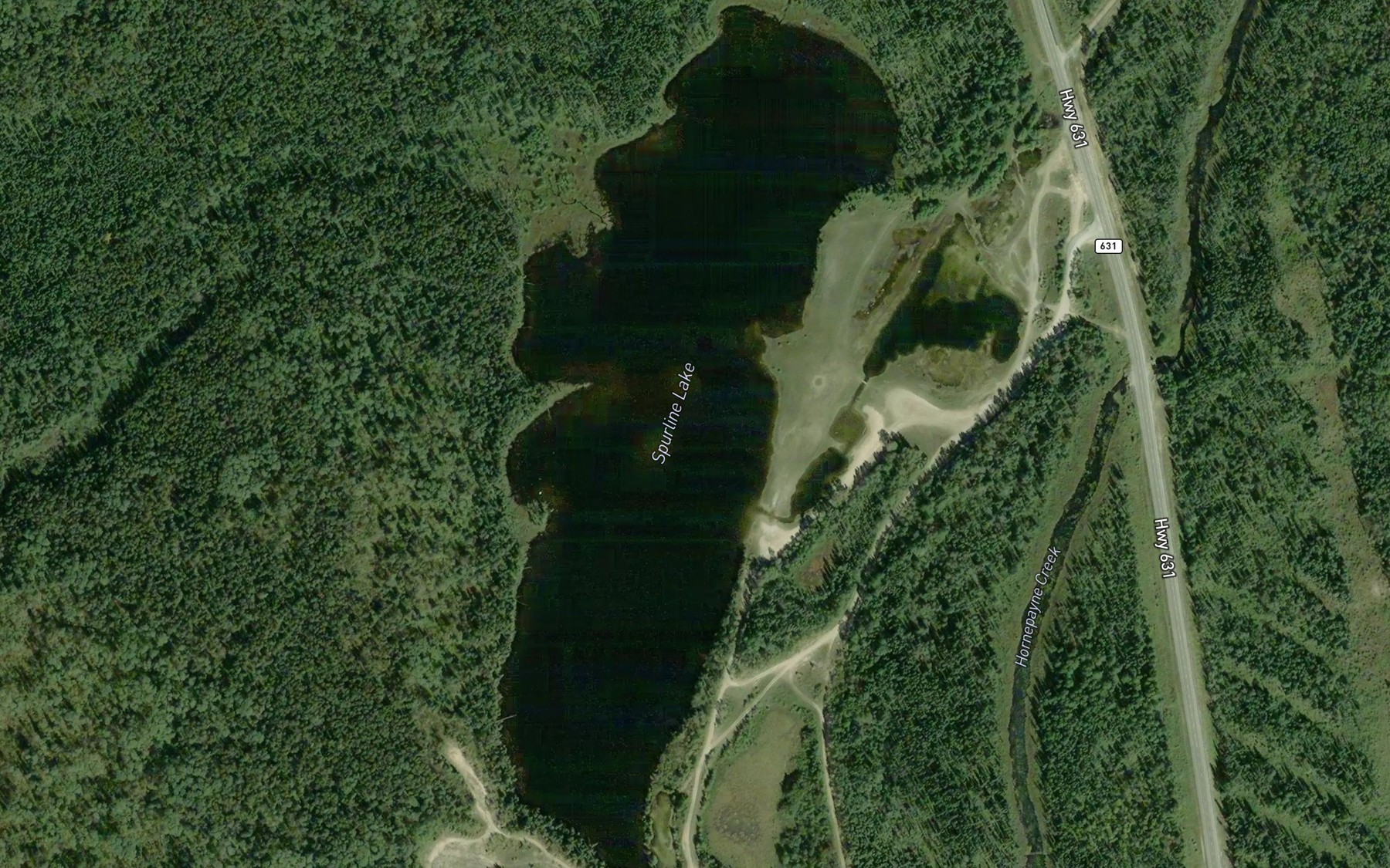 Satellite map of the Spurline Lake