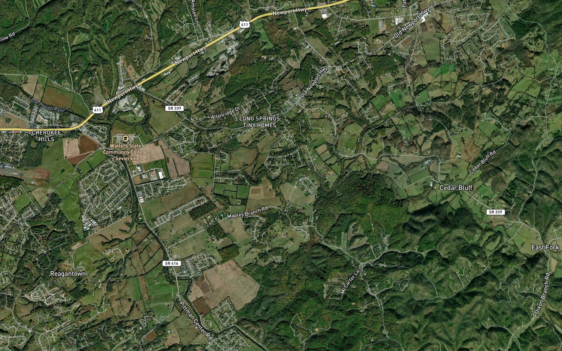Satellite map of the Maple Branch