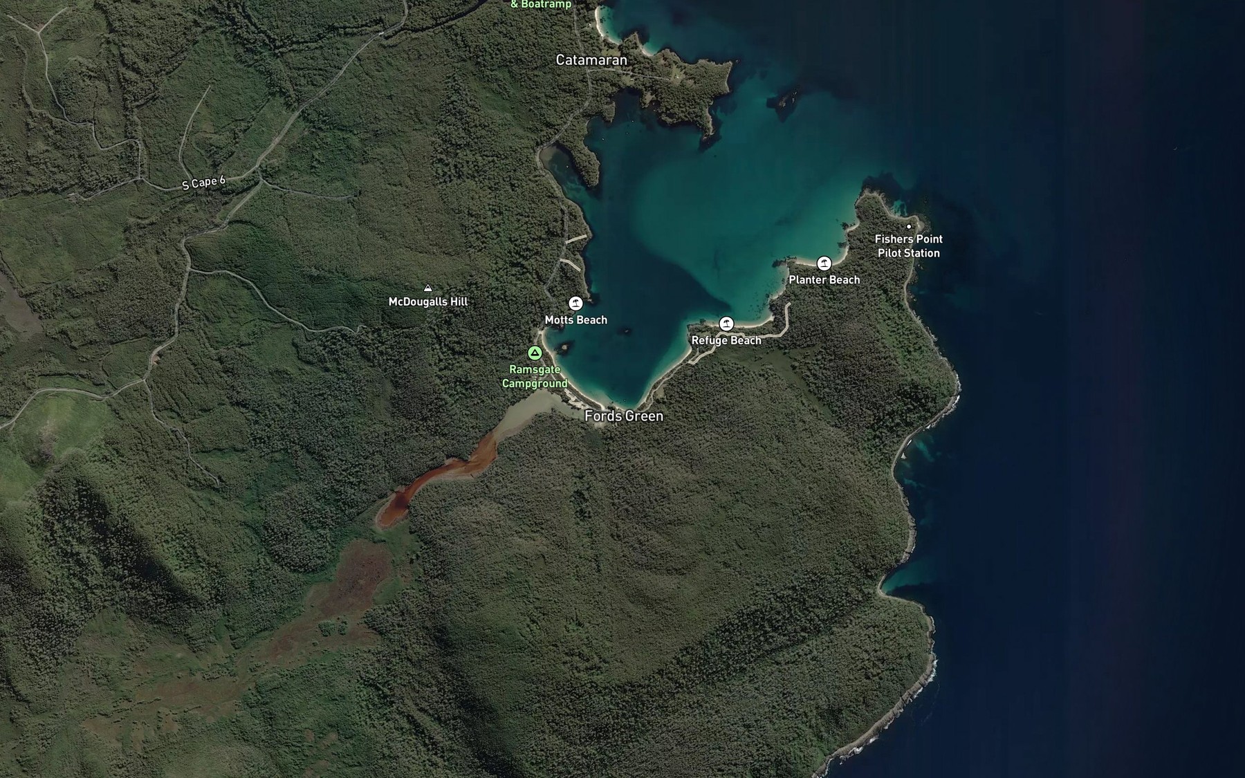 Satellite map of the Cockle Creek