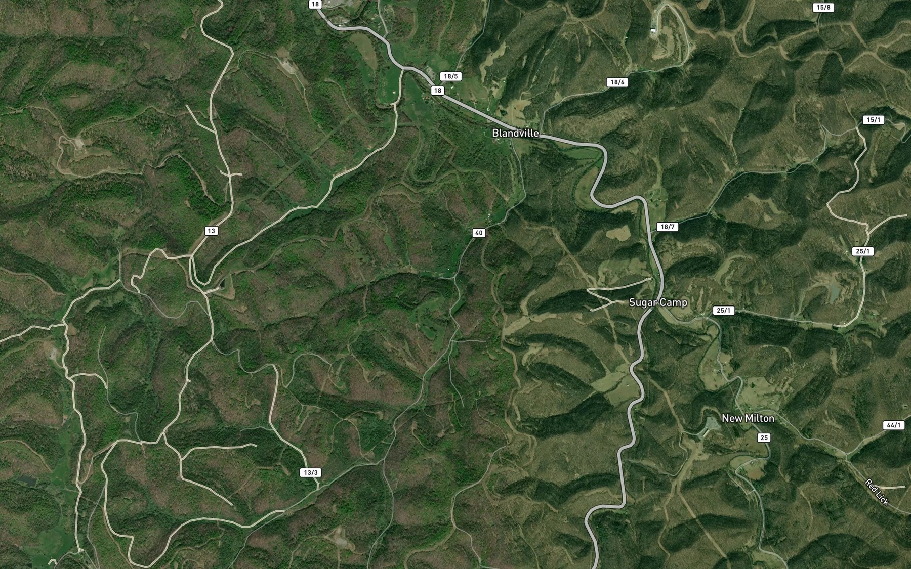 Satellite map of the Right Hand Fork Lick Run