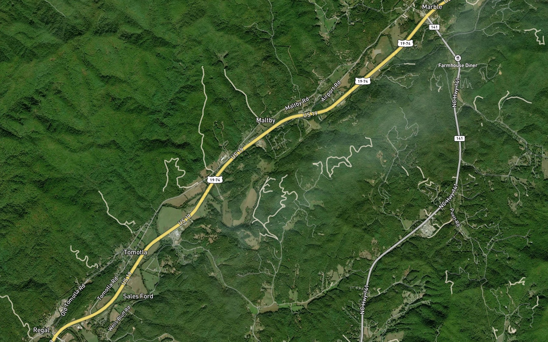 Satellite map of the Morgan Creek