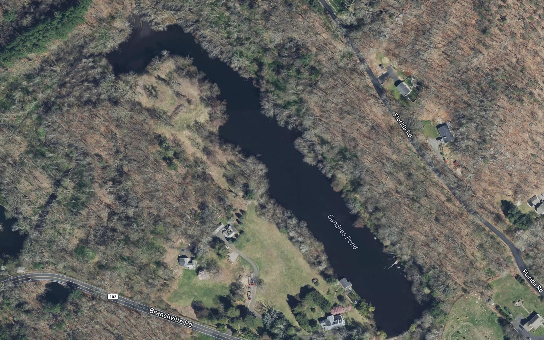 Satellite map of the Candees Pond