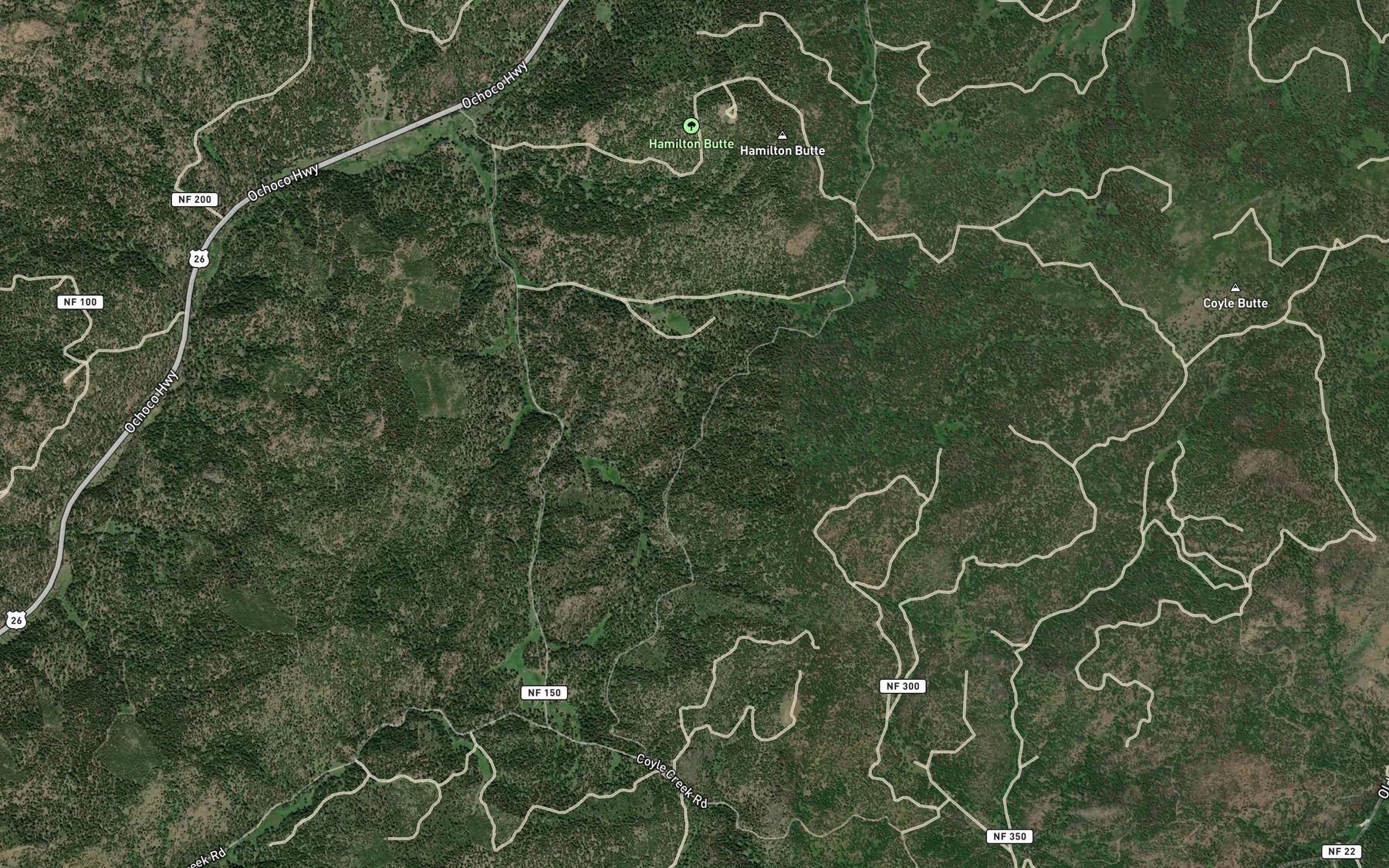 Satellite map of the Rush Spring