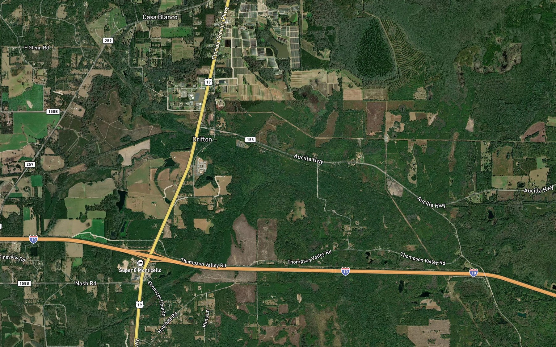 Satellite map of the Mill Pond Creek