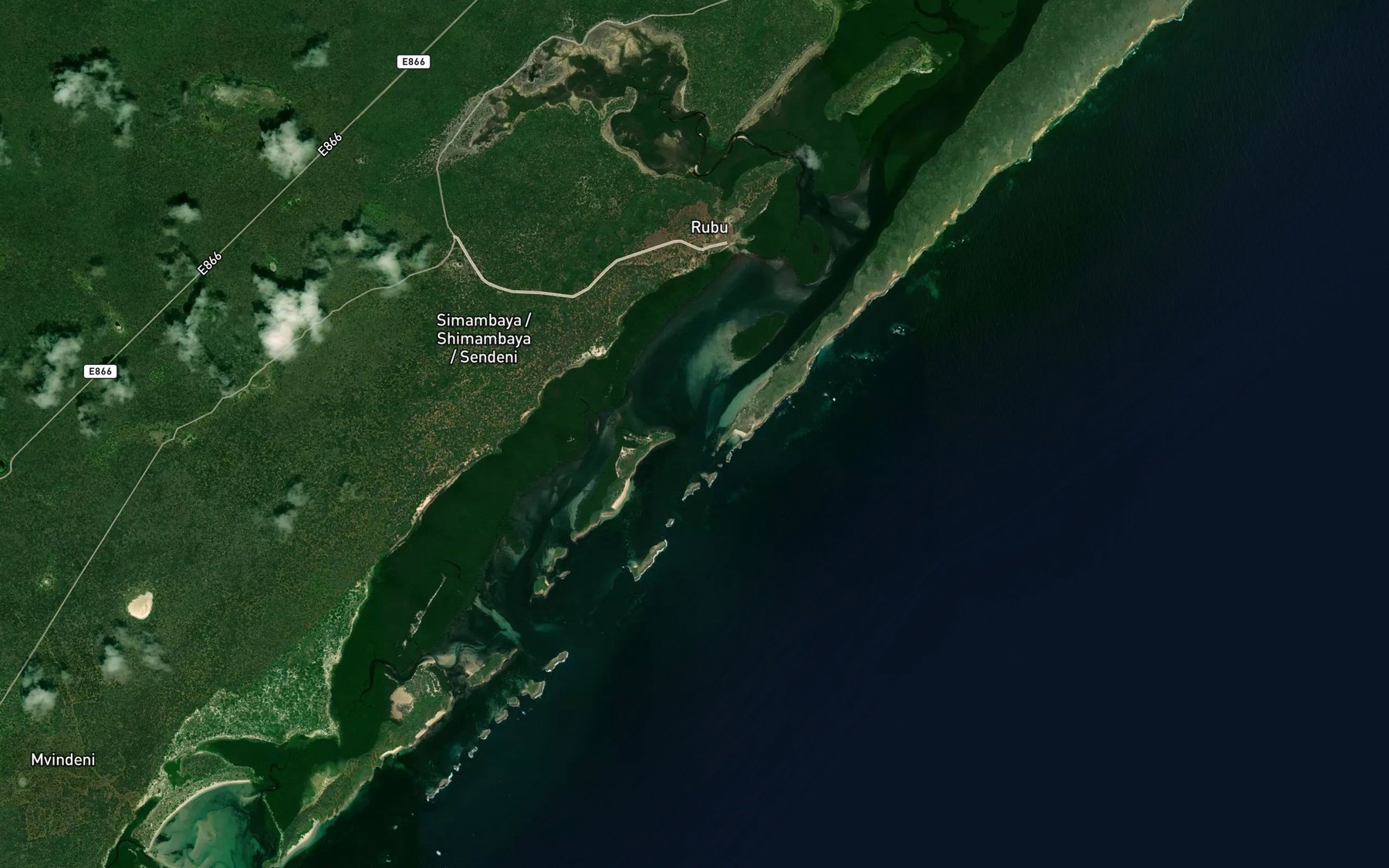 Satellite map of the Mlango Oyondo