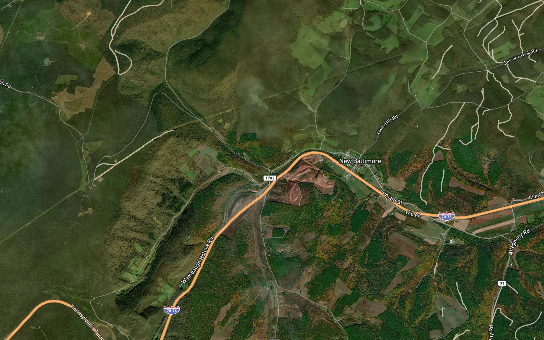 Satellite map of the Breastwork Run