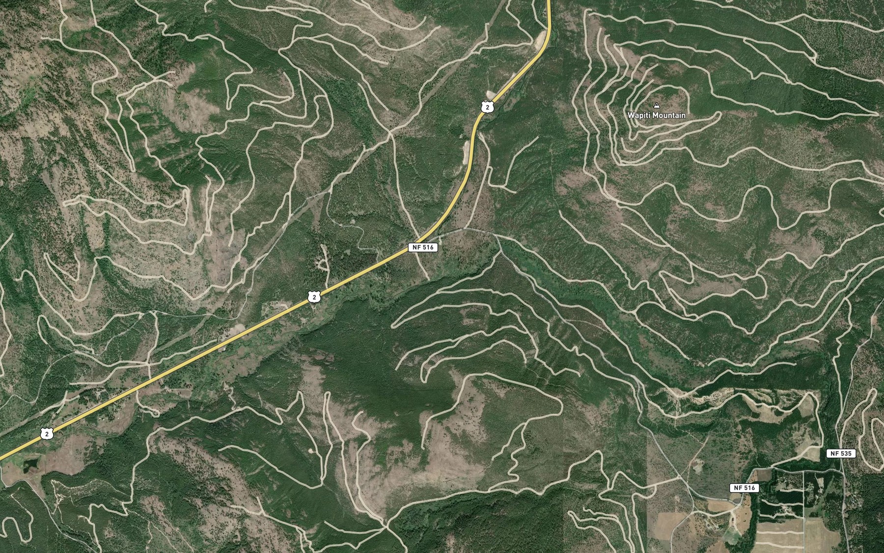 Satellite map of the Raven Creek