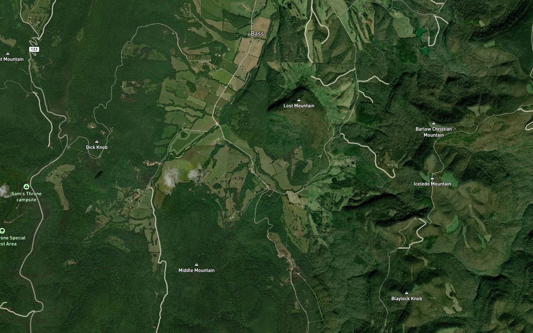 Satellite map of the Horse Creek