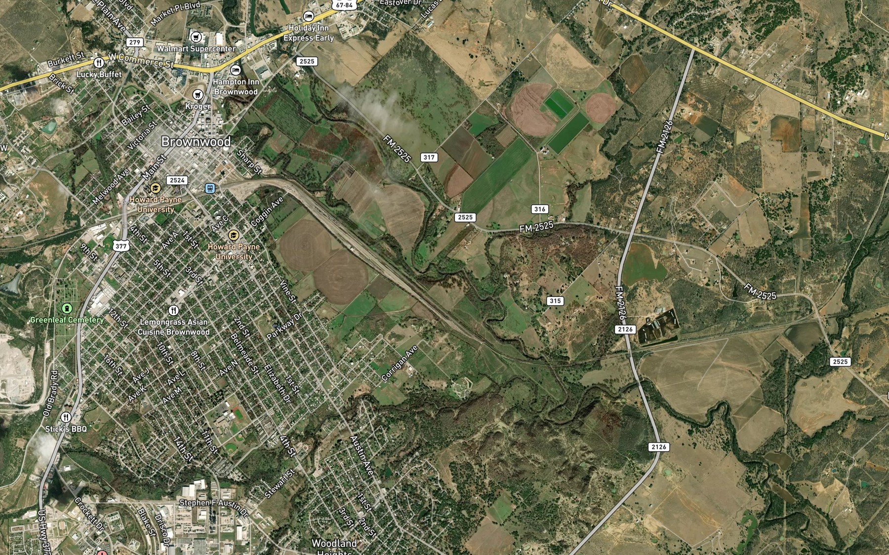 Satellite map of the Adams Branch
