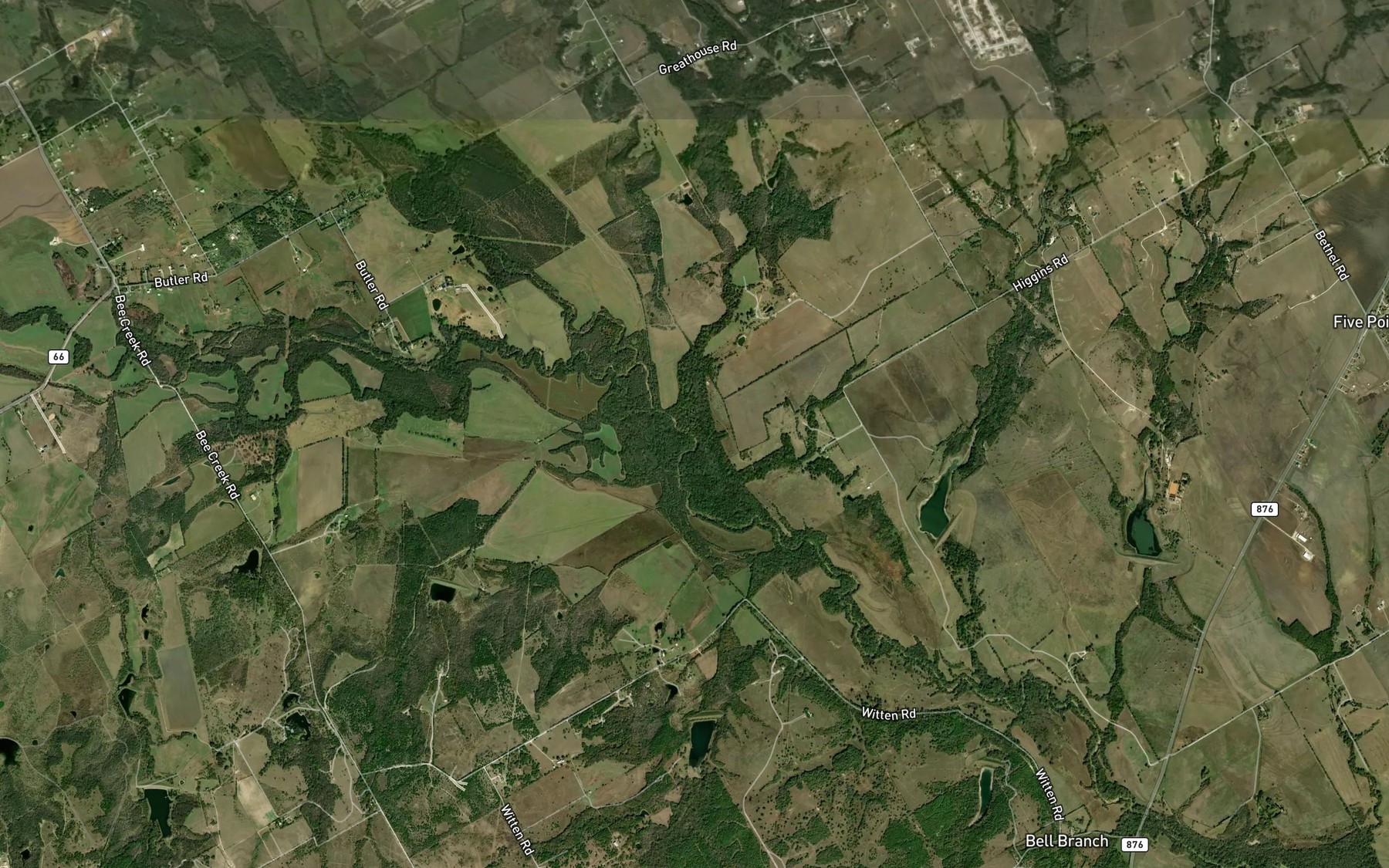 Satellite map of the Greathouse Branch