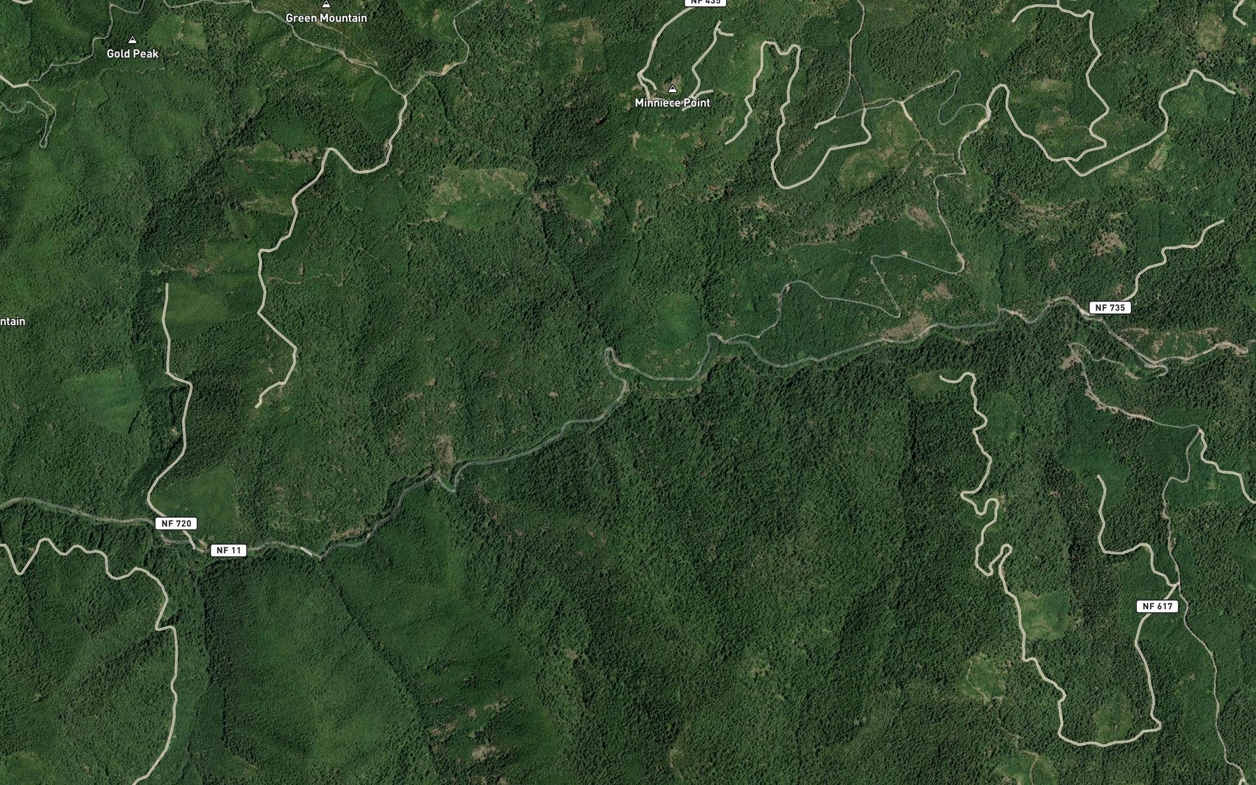 Satellite map of the Minniece Creek