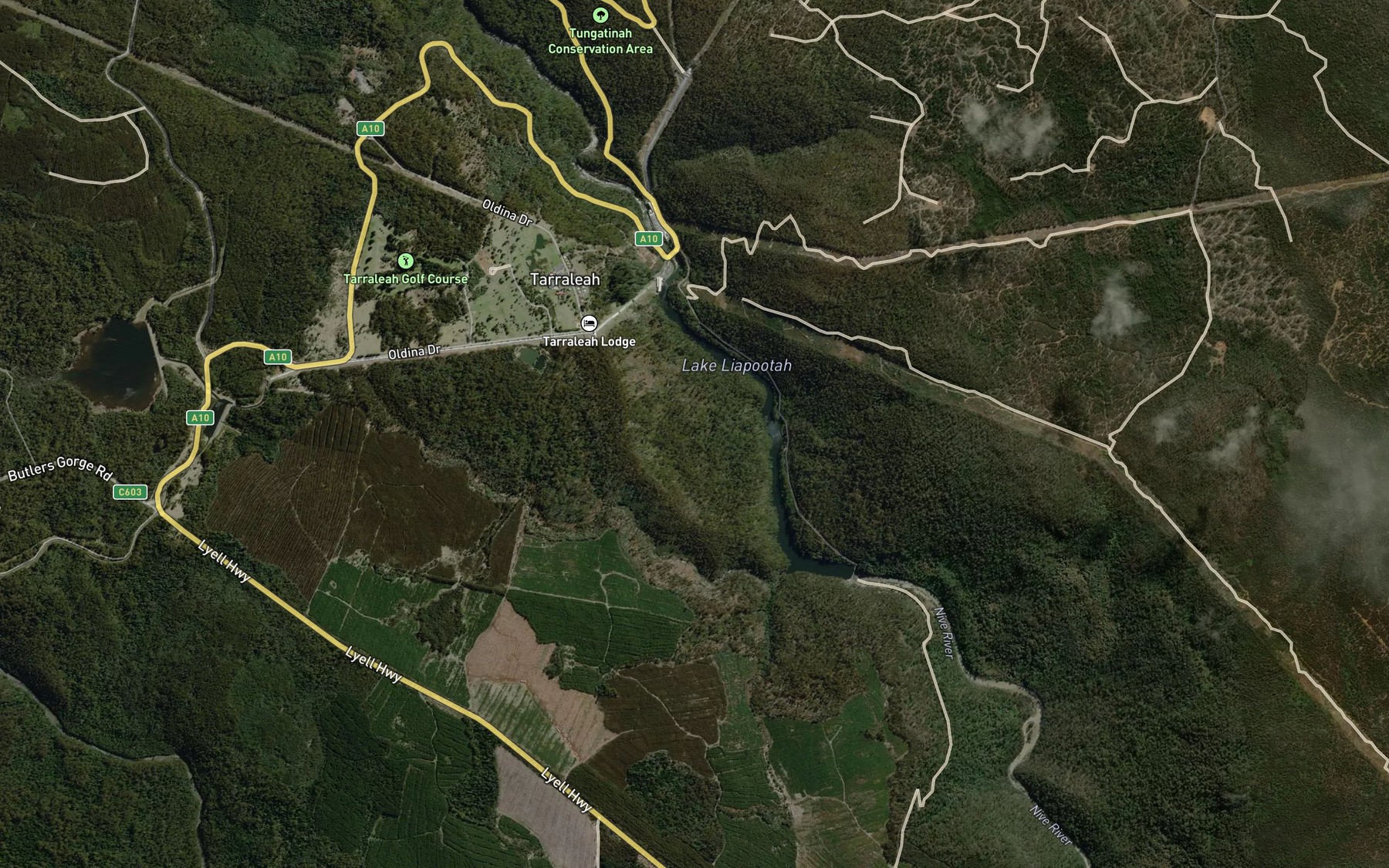 Satellite map of the Lake Liapootah