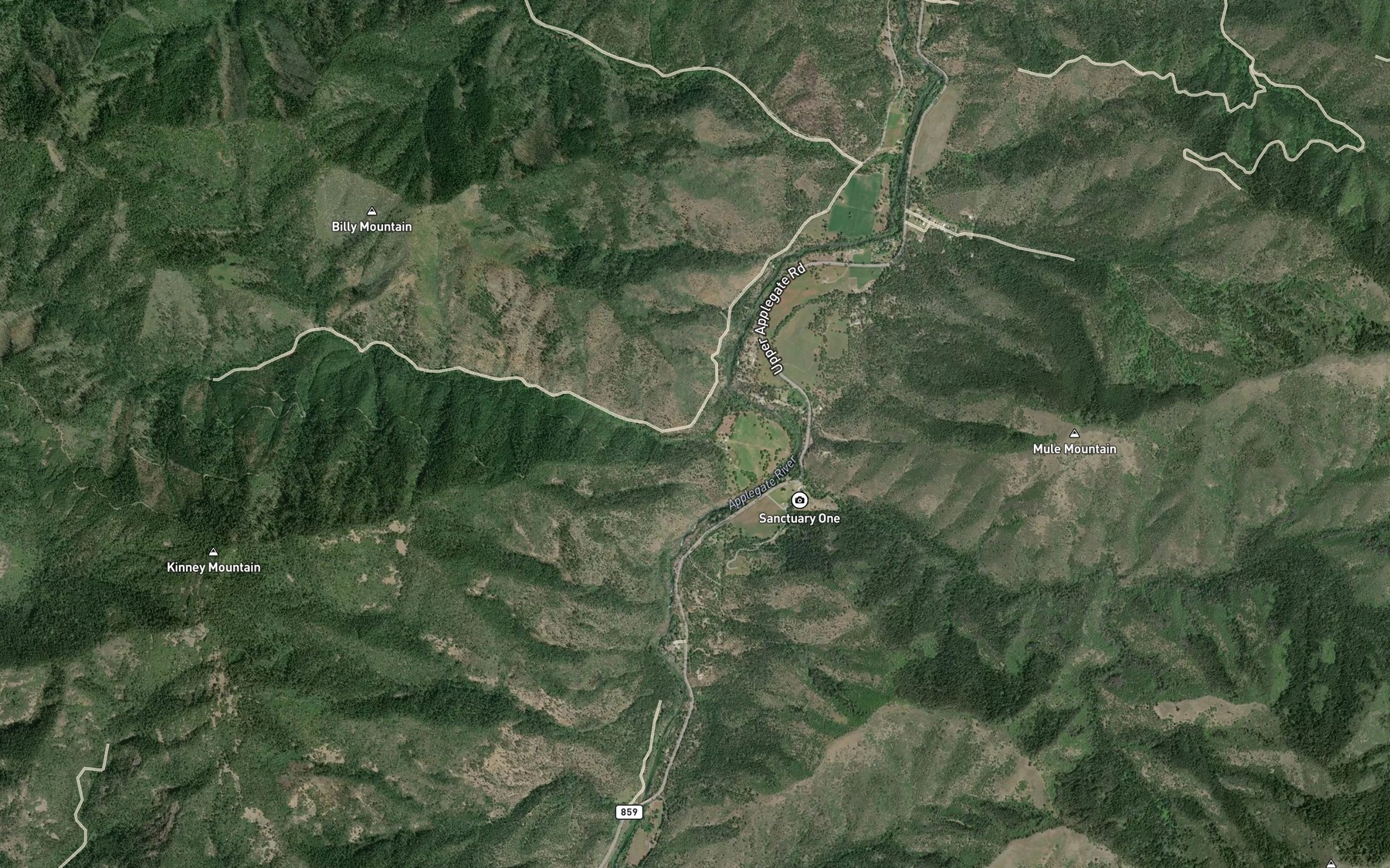 Satellite map of the Kinney Creek