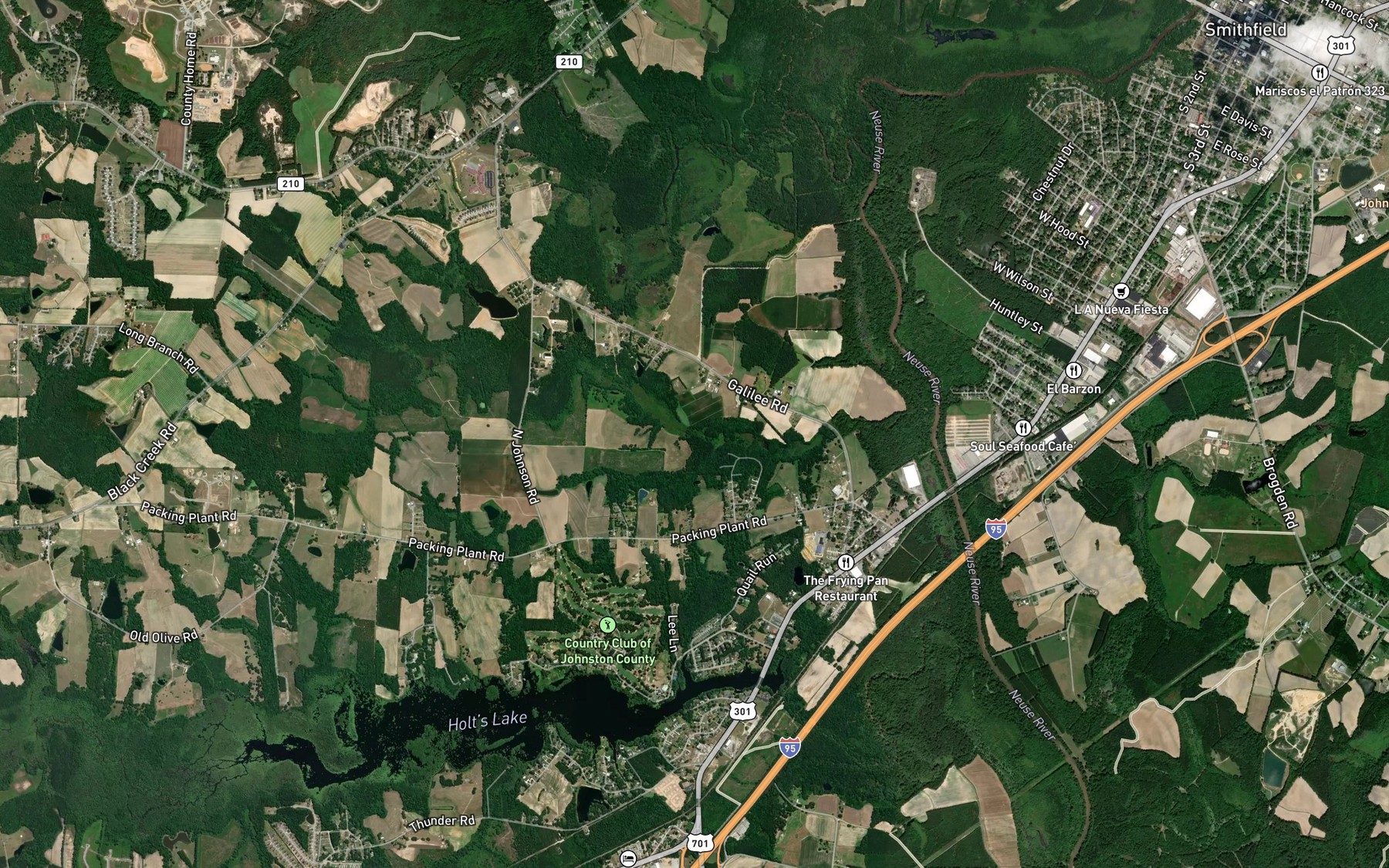 Satellite map of the Tar Heel Farm Pond
